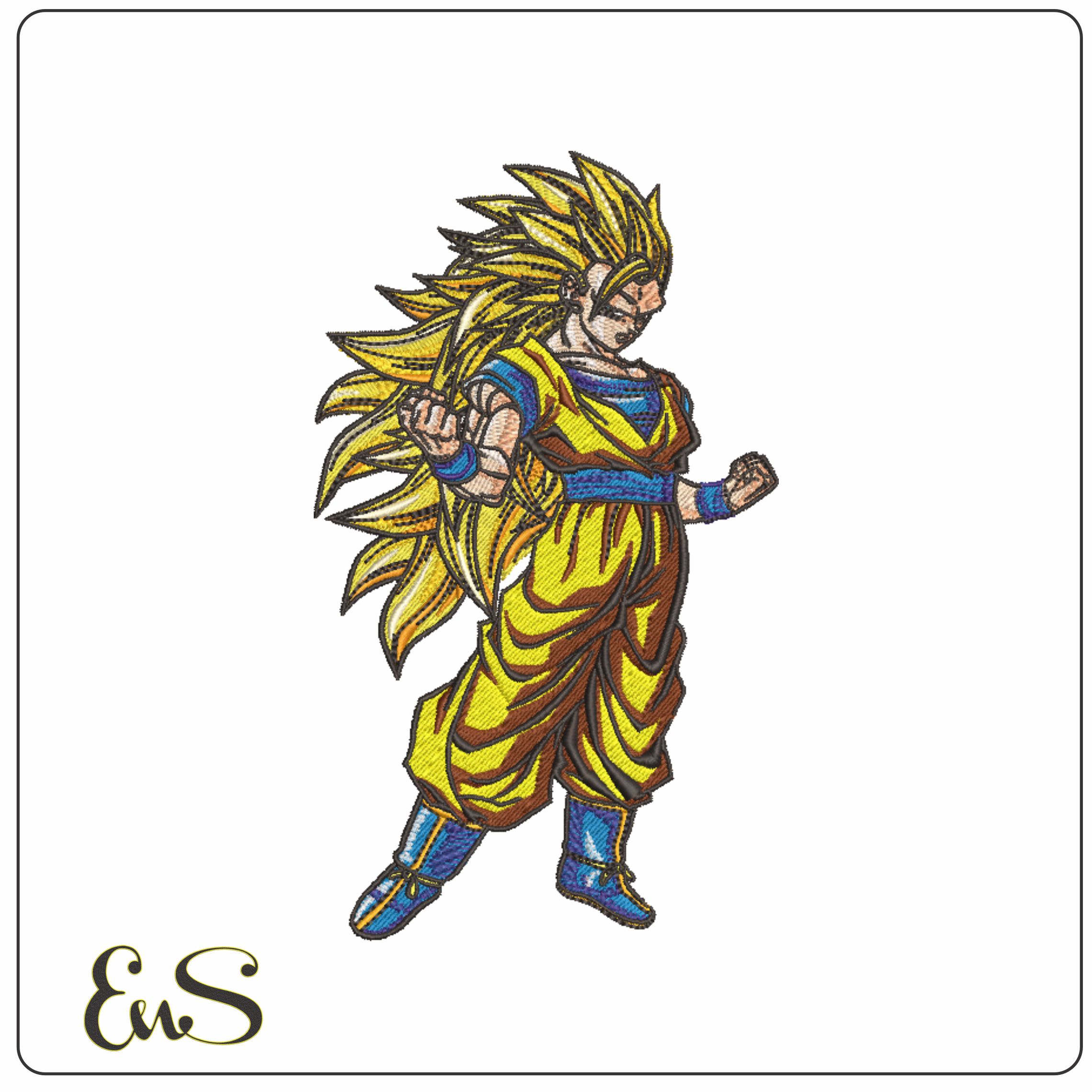 Goku Super Saiyan 3 Transformation - Dragon Ball - Anime-Elegant embroidery design file - instant download