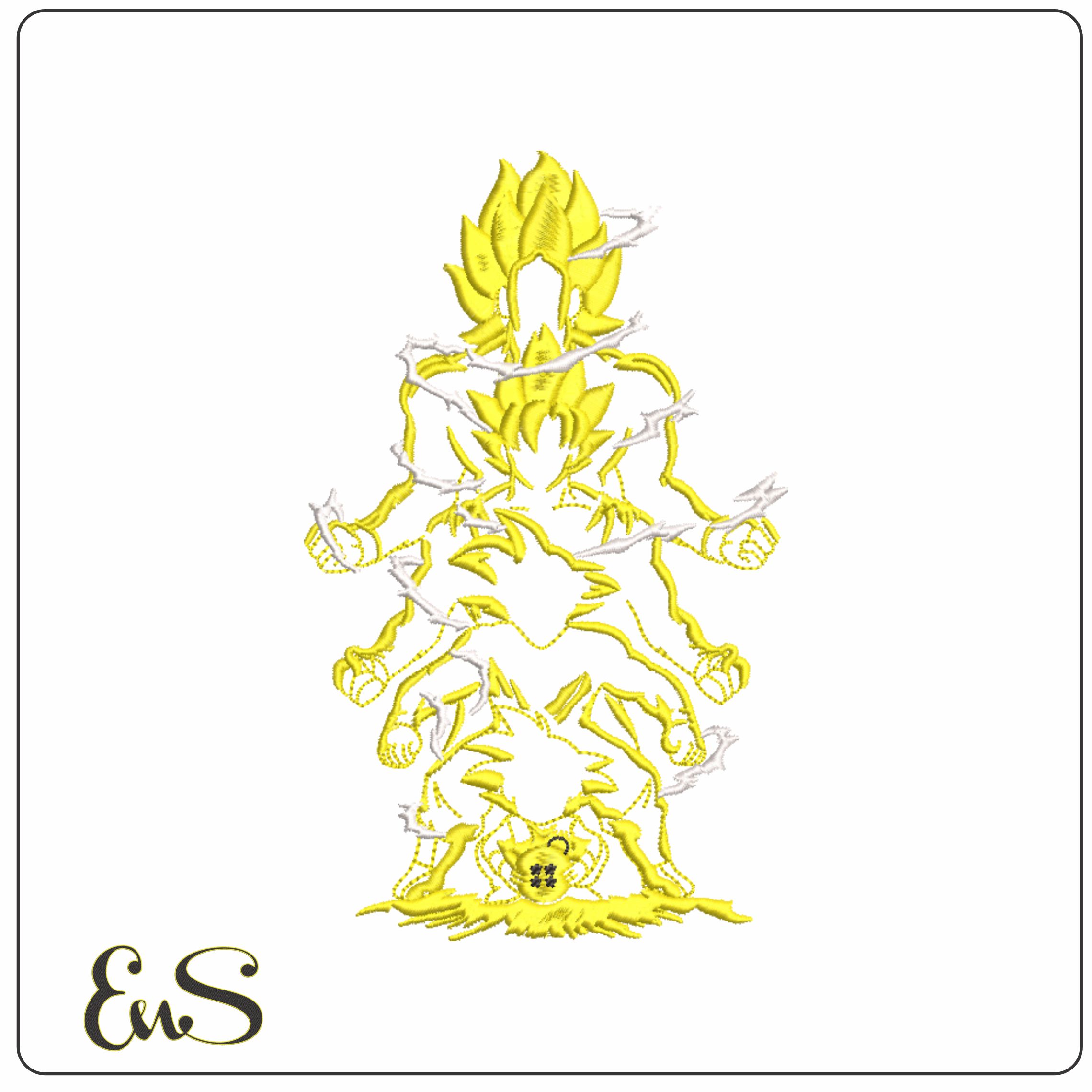 Goku Various Transformation - Dragon Ball - Anime-Elegant embroidery design file - instant download