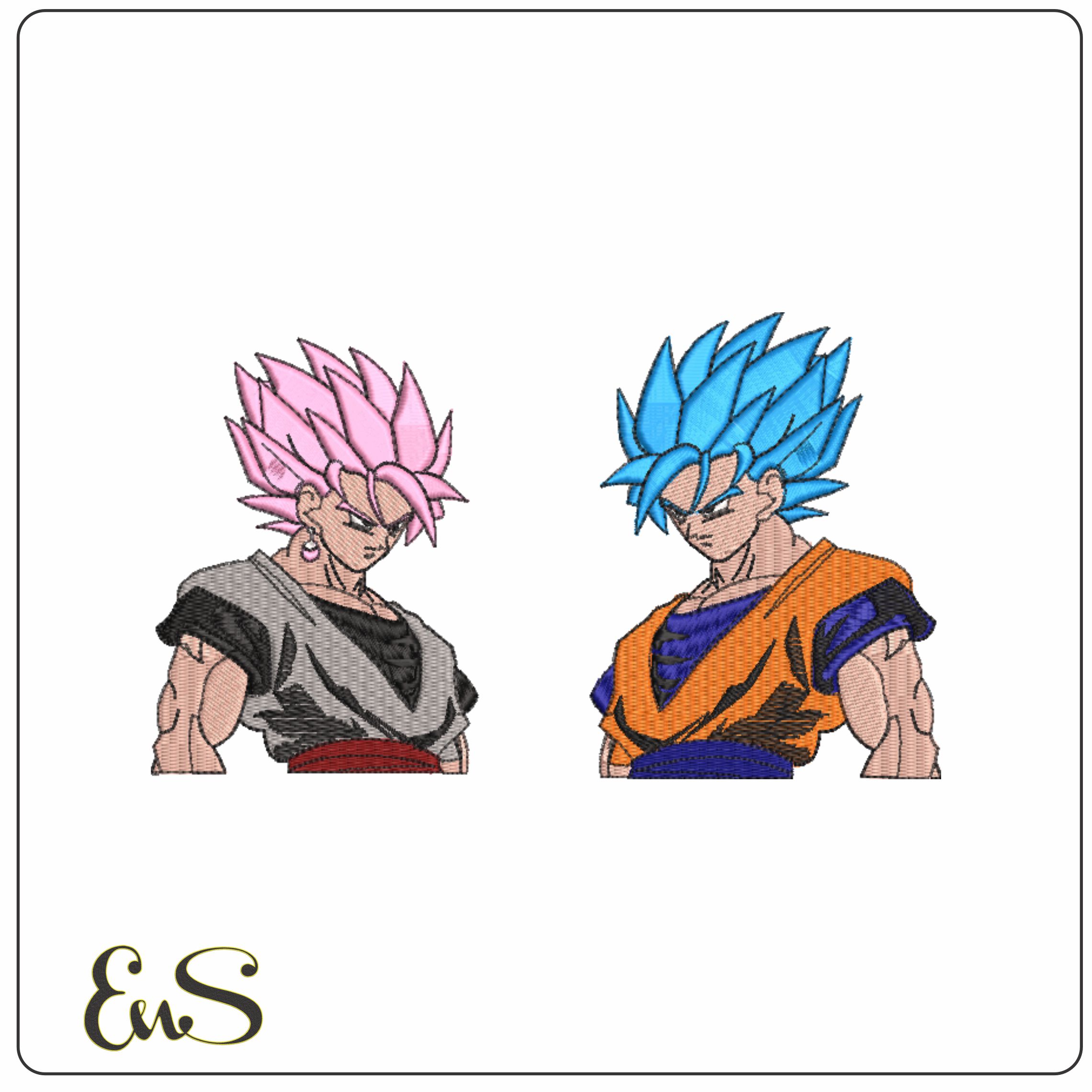 Guko Super Saiyan Rose and Blue - Dragon Ball - Anime-Elegant embroidery design file - instant download