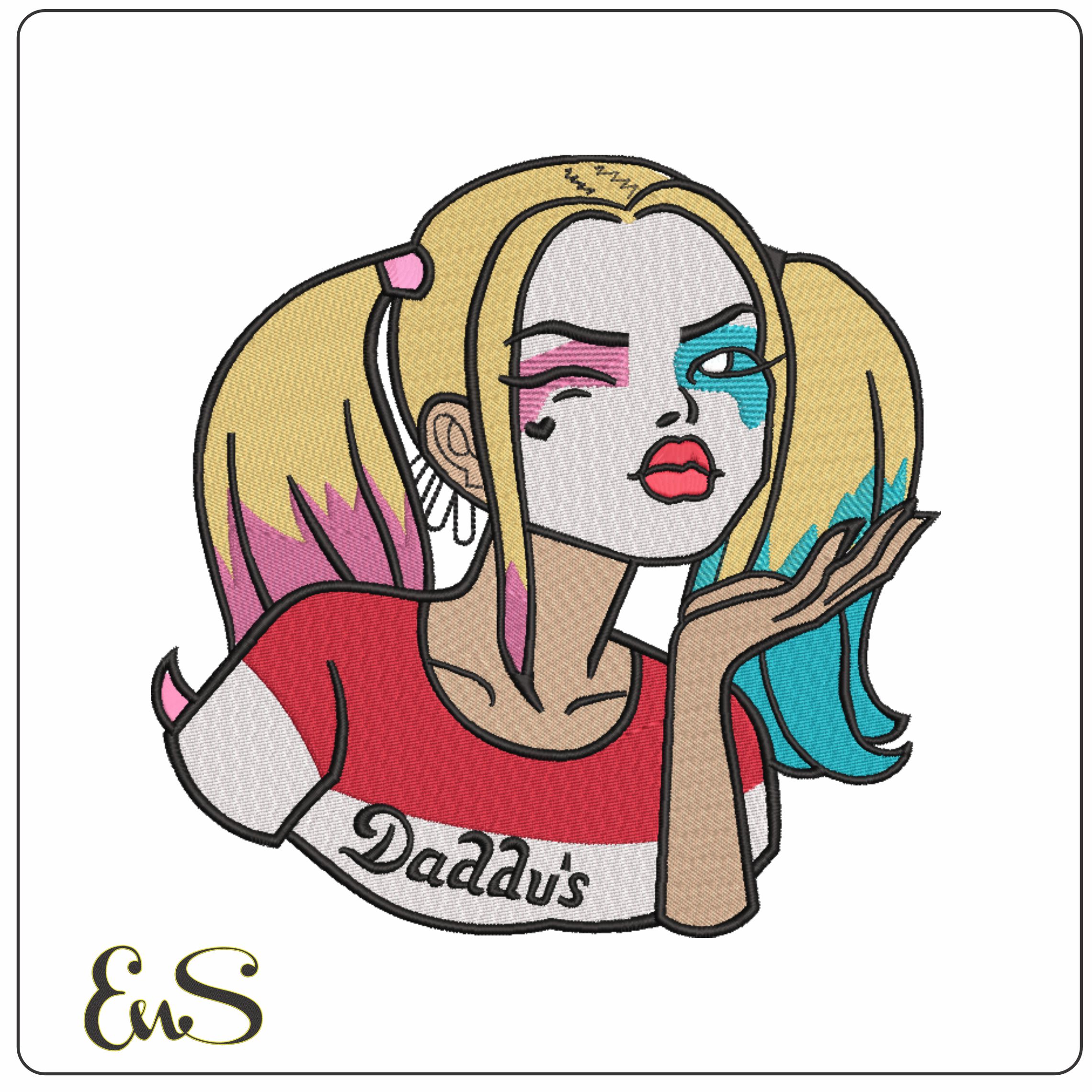 Harley Quinn Head - Suicide Squad-Elegant embroidery design file - instant download
