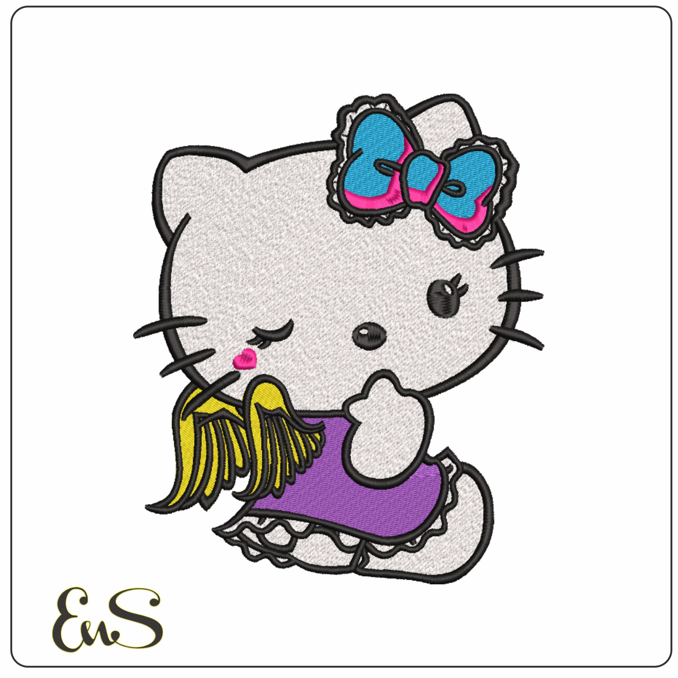 Hello Kitty Angel-Elegant embroidery design file - instant download