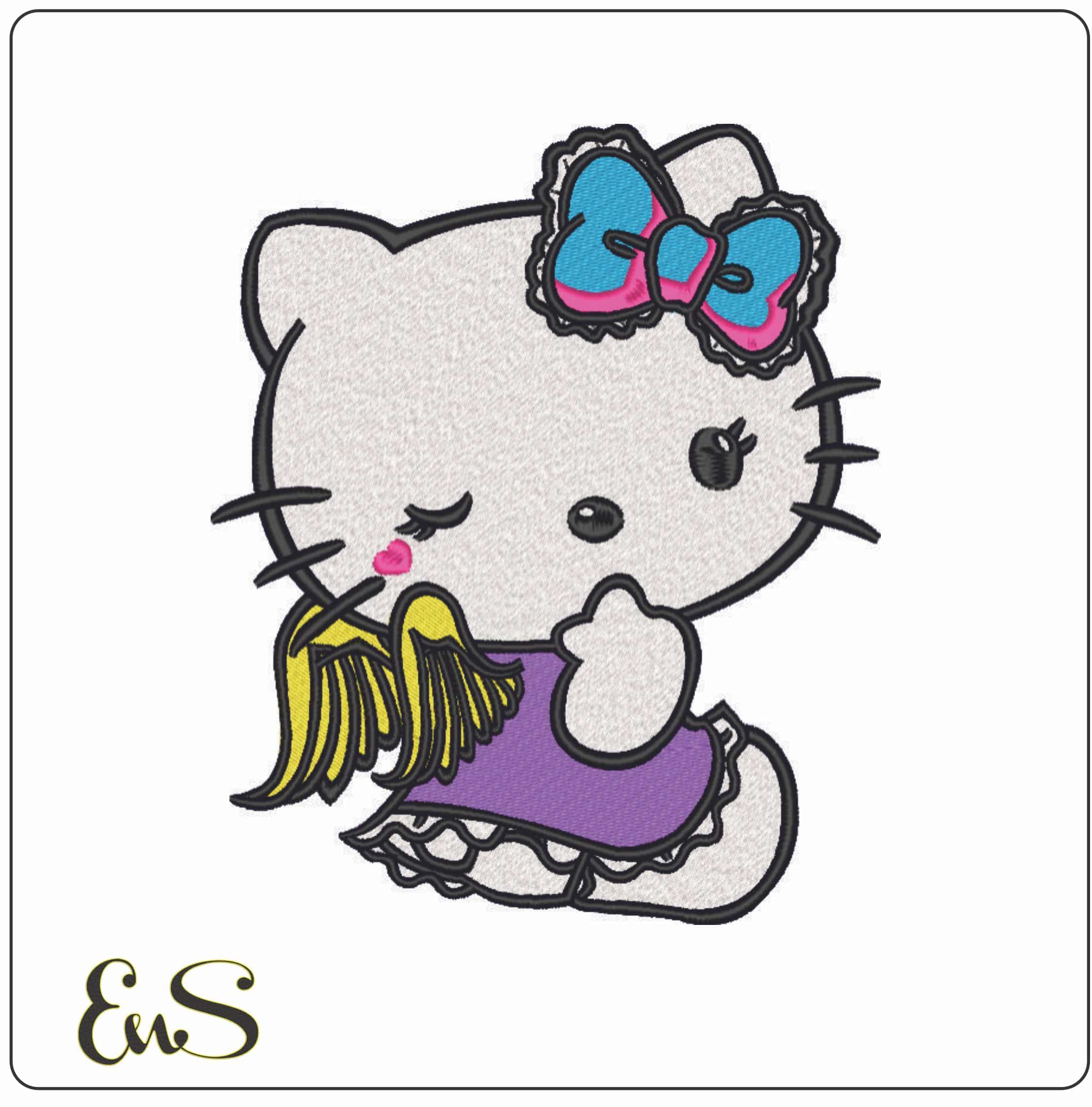 Hello Kitty Angel-Elegant embroidery design file - instant download