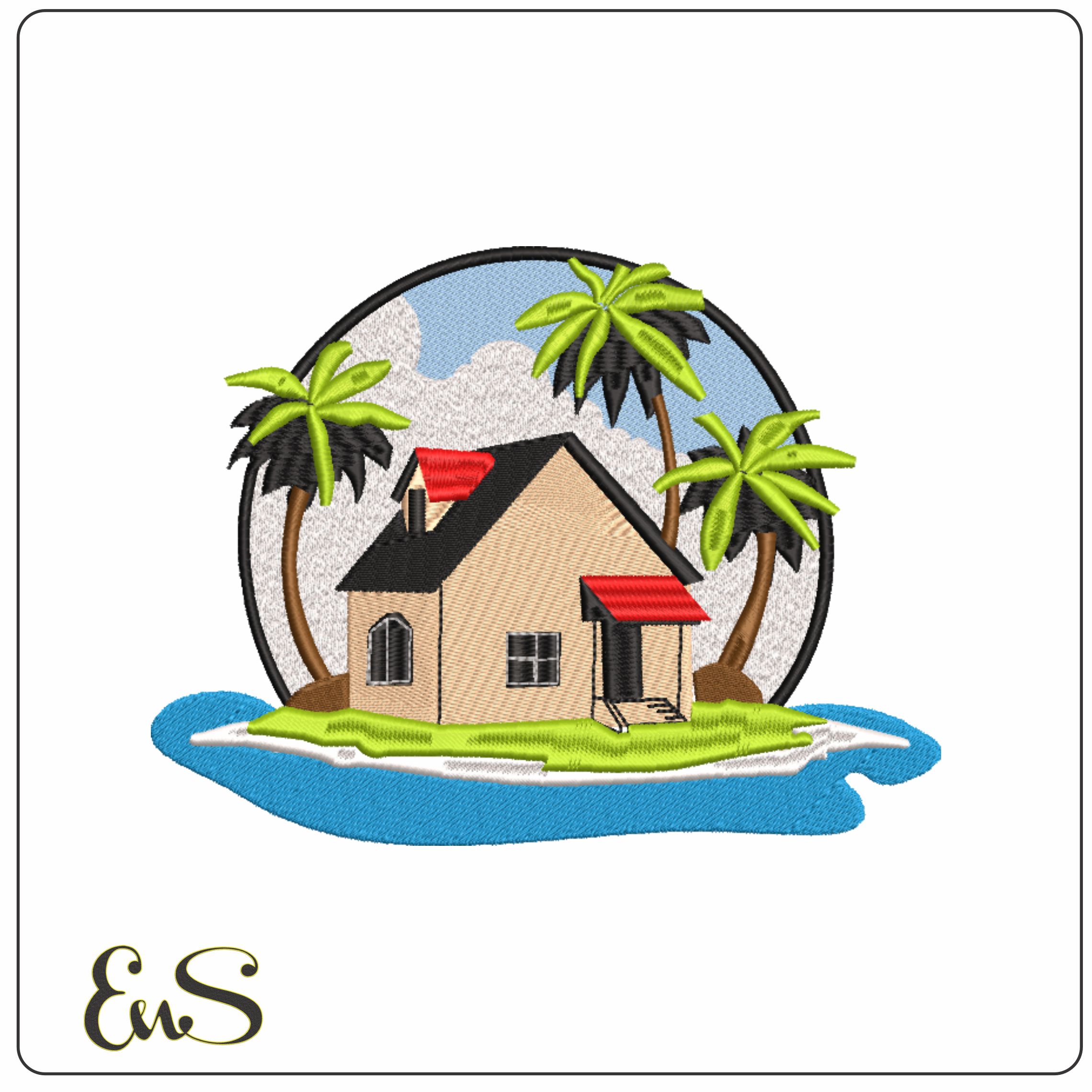 House on a beach-Elegant embroidery design file - instant download