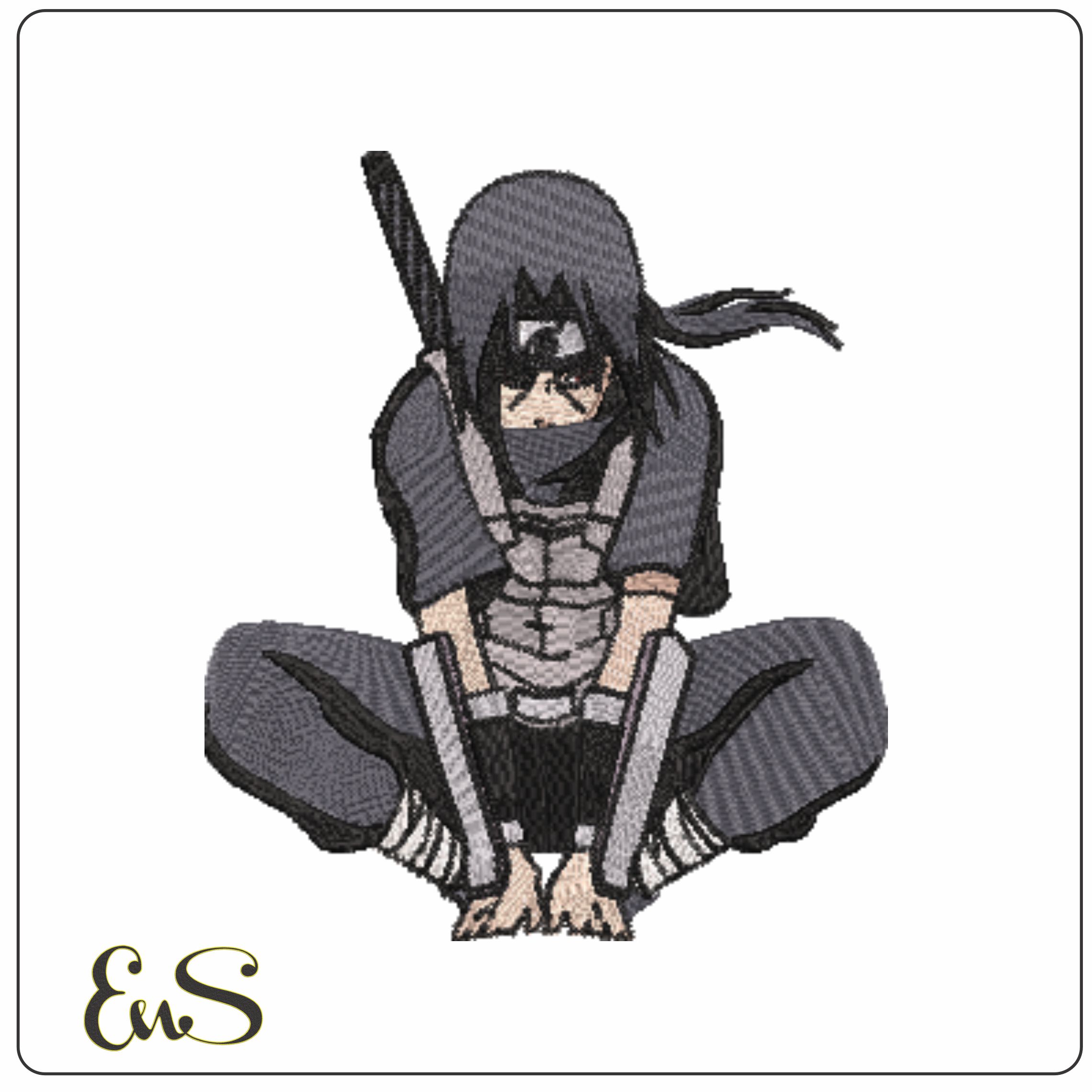 Itachi Uchiha Squatting - Naruto - Anime-Elegant embroidery design file - instant download