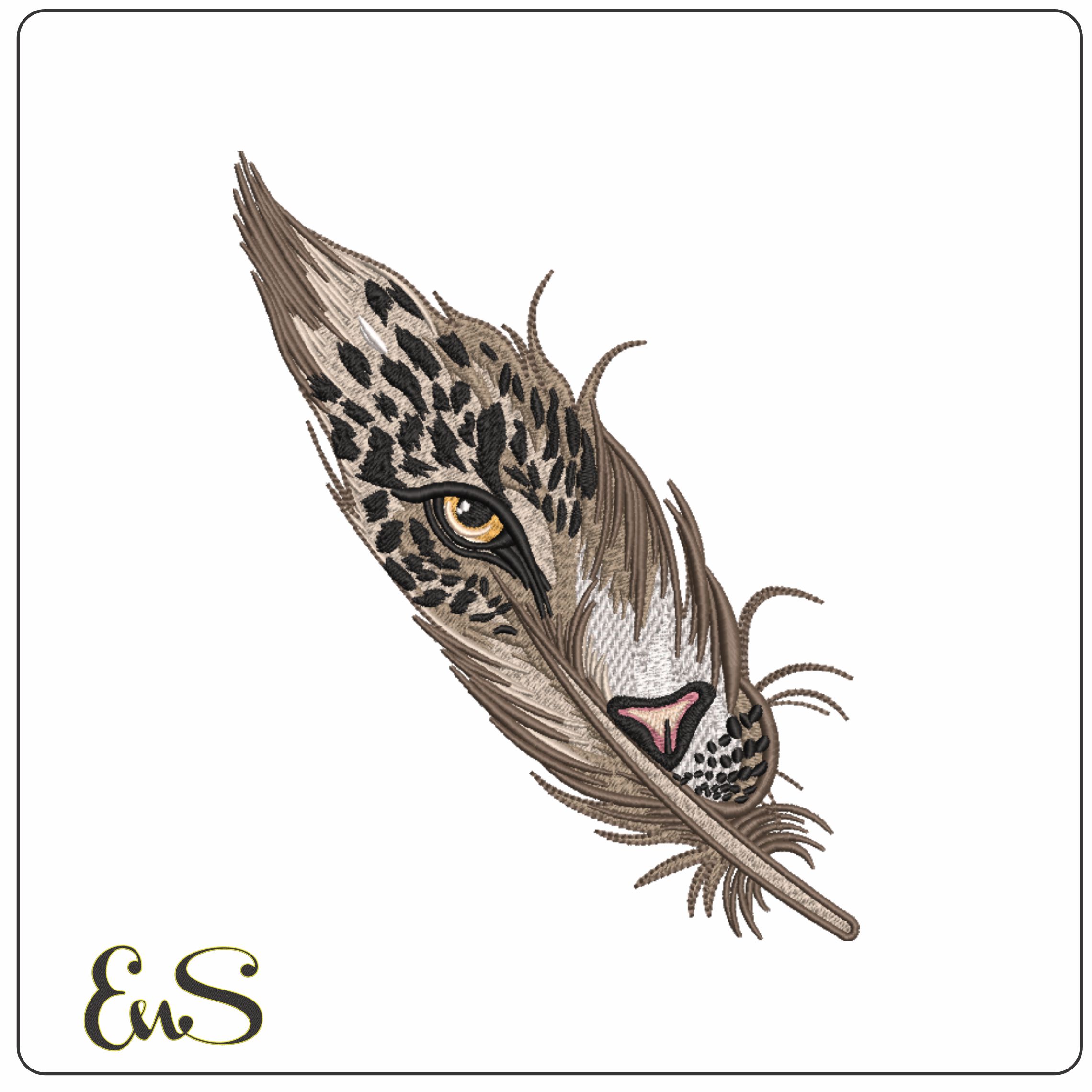 Jaguar eye in Feather-Elegant embroidery design file - instant download