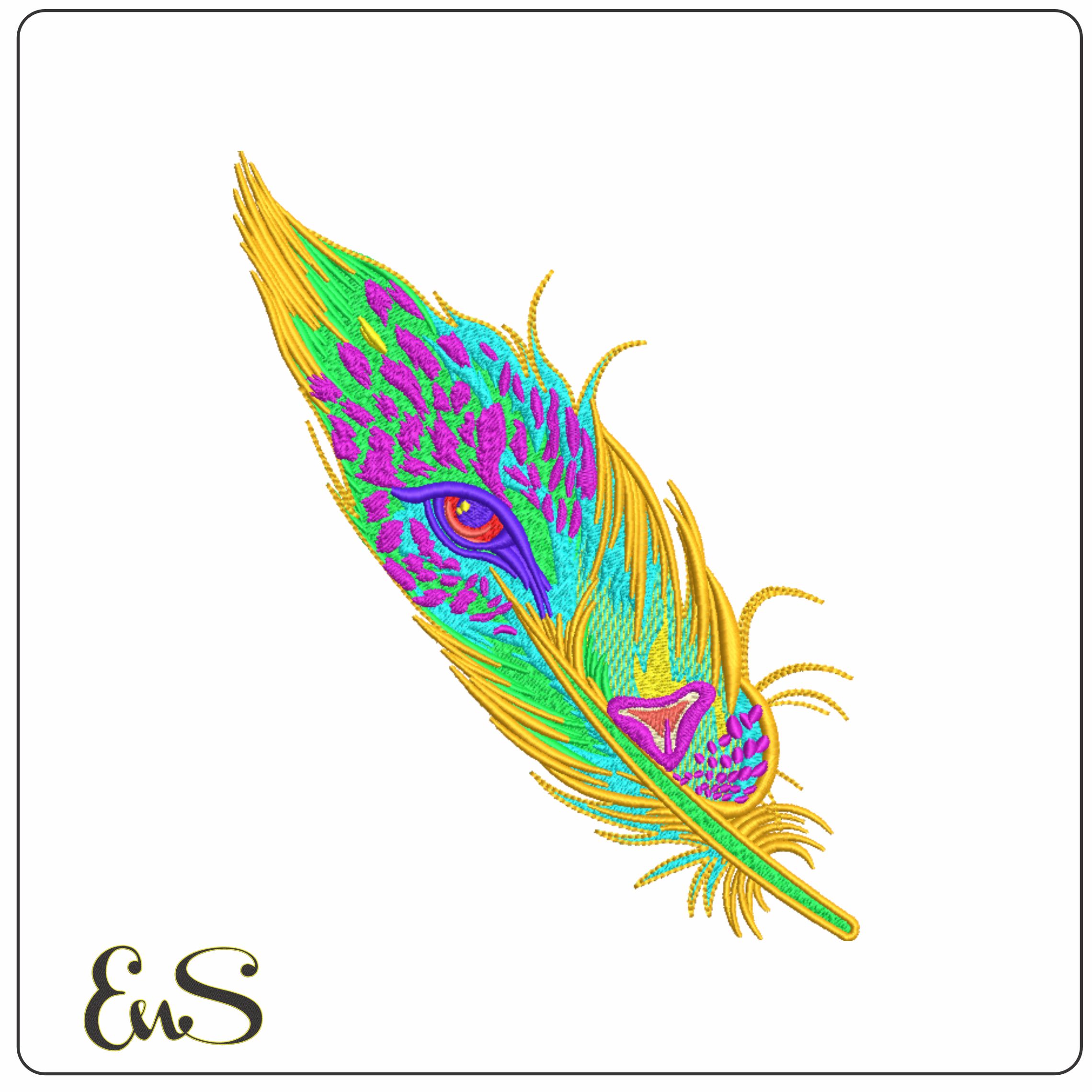 Jaguar eye in Feather abstract-Elegant embroidery design file - instant download