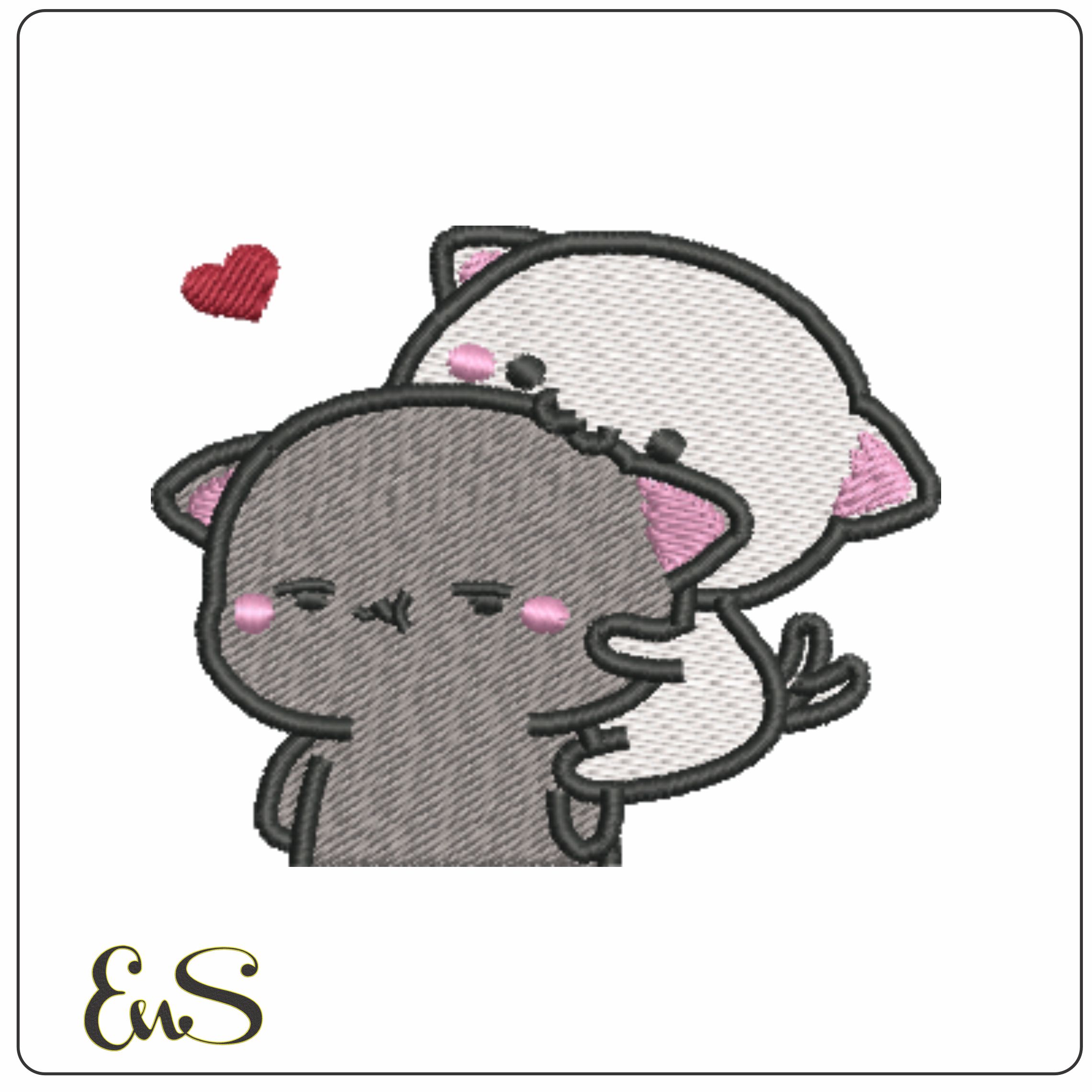 Kawaii Cuties Cats-Elegant embroidery design file - instant download