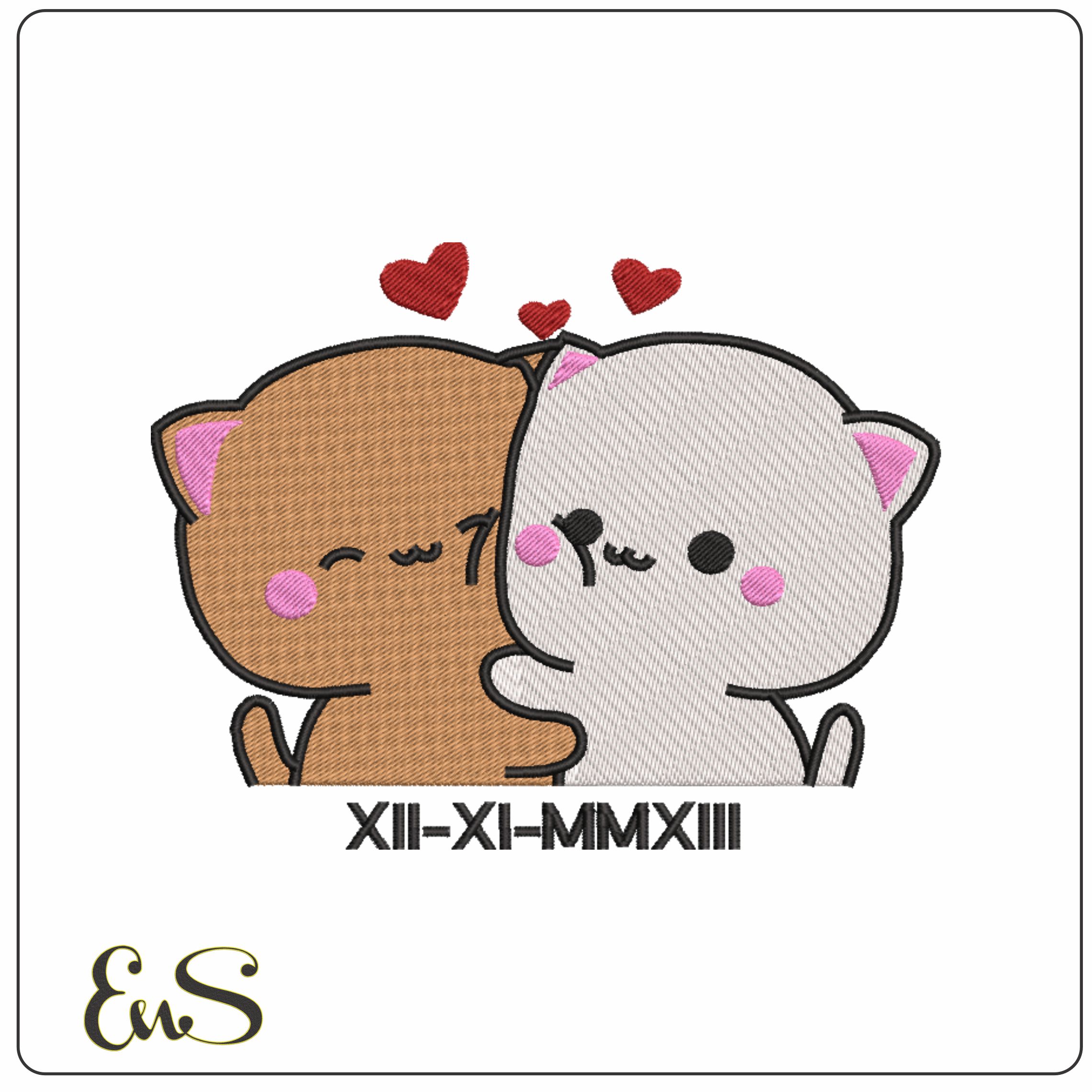 Kawaii Cuties Cats Cuddles-Elegant embroidery design file - instant download