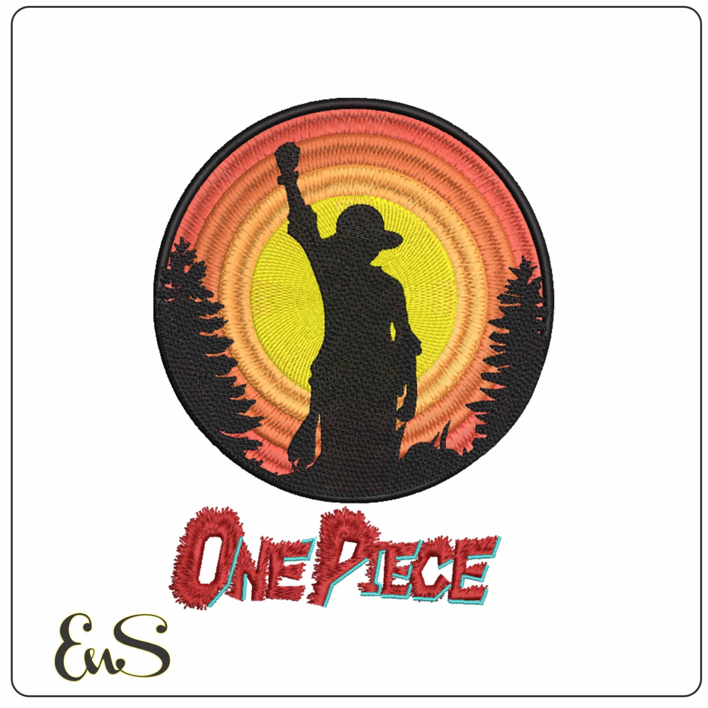 Luffy Salute Sunset - One Piece - Anime-Elegant embroidery design file - instant download