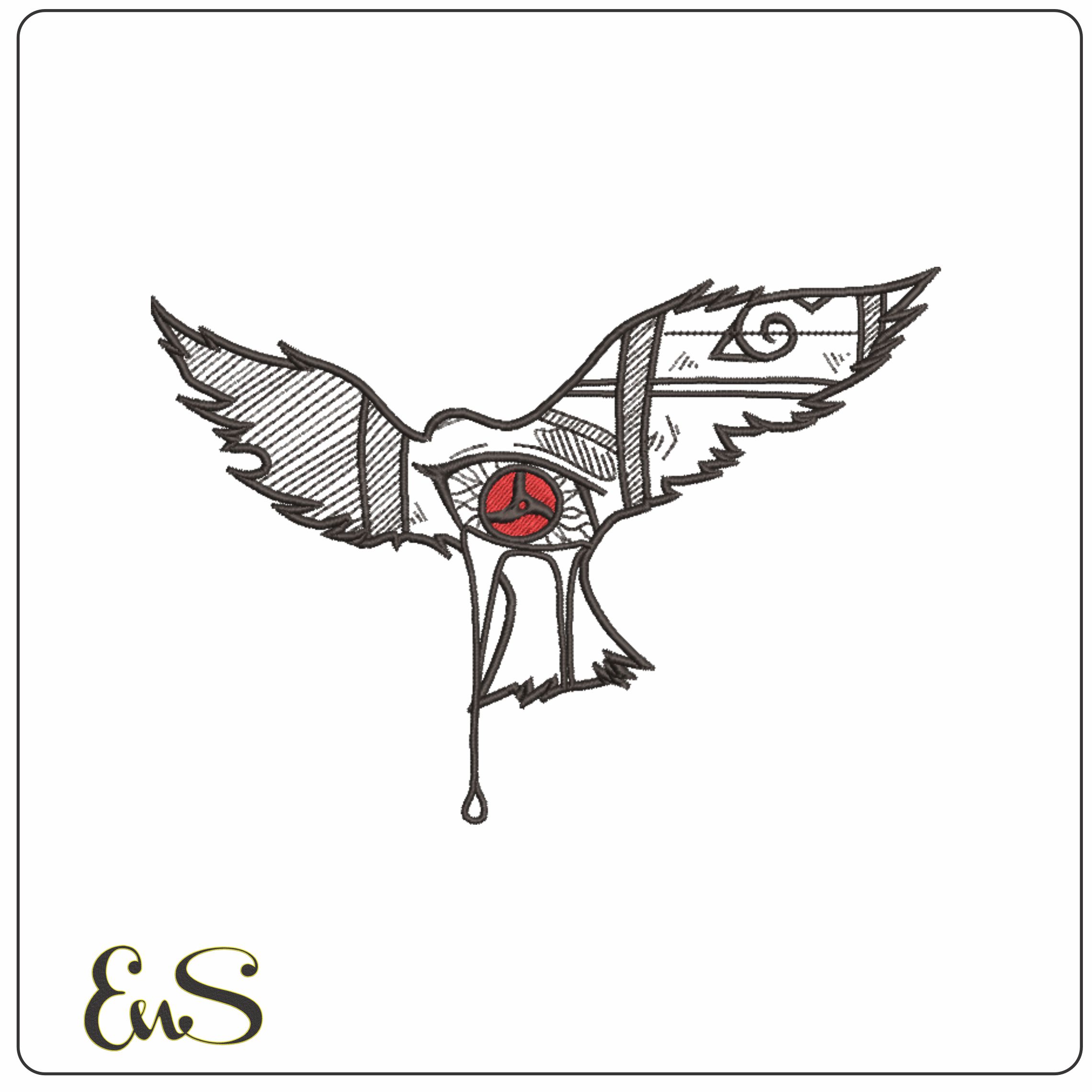 Mangekyo Sharingan Itachi Tattoo - Naruto - Anime-Elegant embroidery design file - instant download
