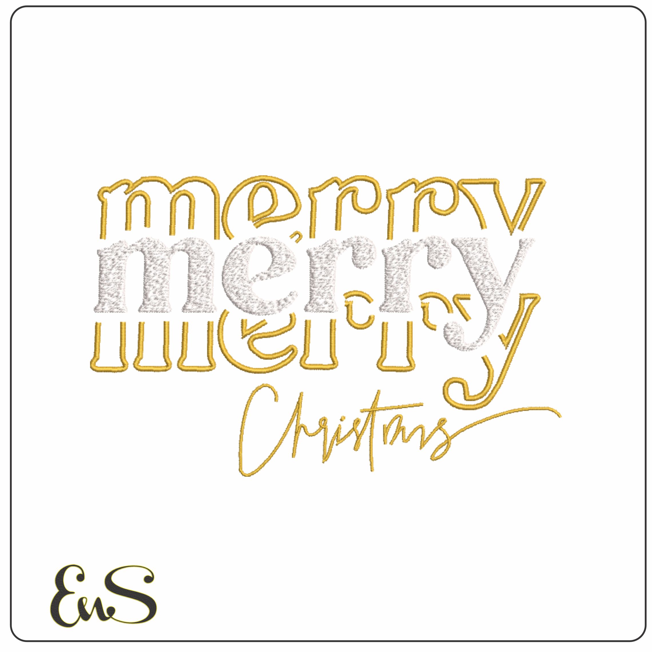 Merry Christmas-Elegant embroidery design file - instant download