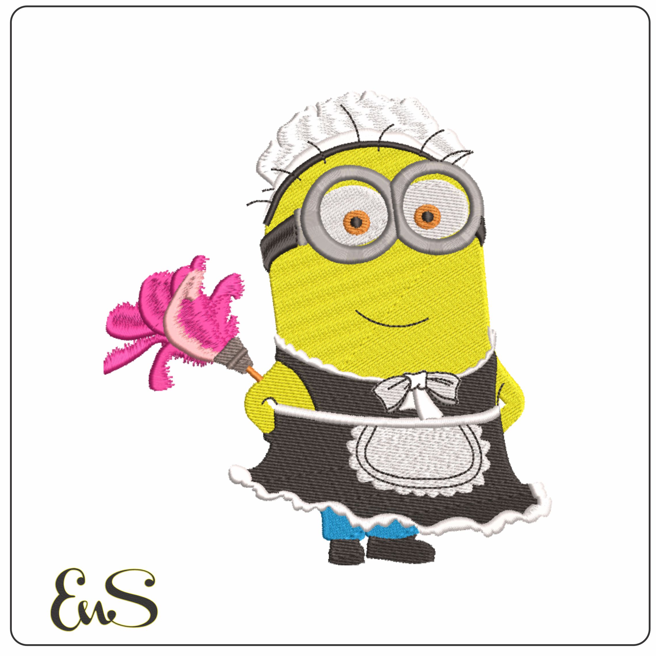 Minion in Maid Outfit-Elegant embroidery design file - instant download