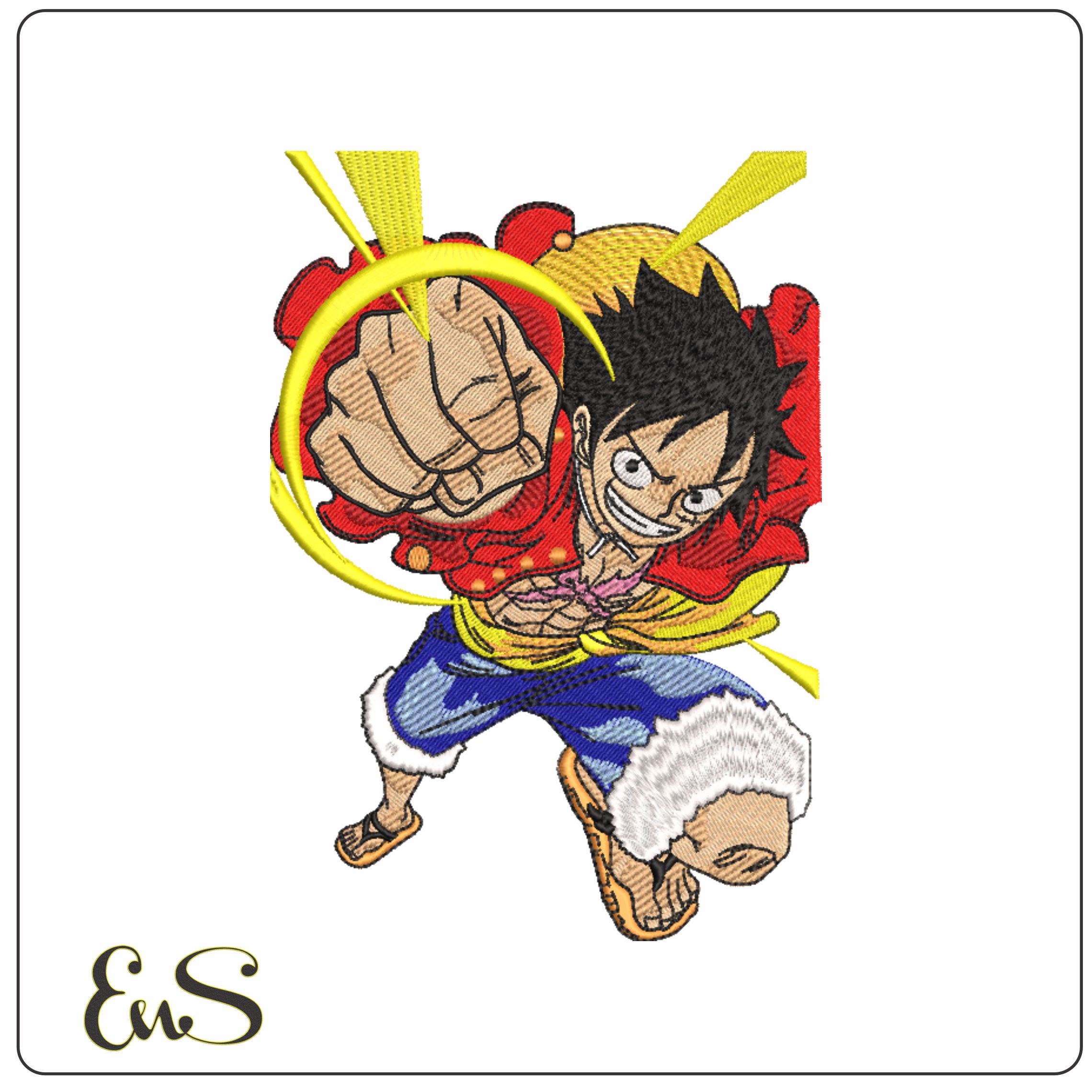 Monkey D Luffy Punch - One Piece - Anime-Elegant embroidery design file - instant download