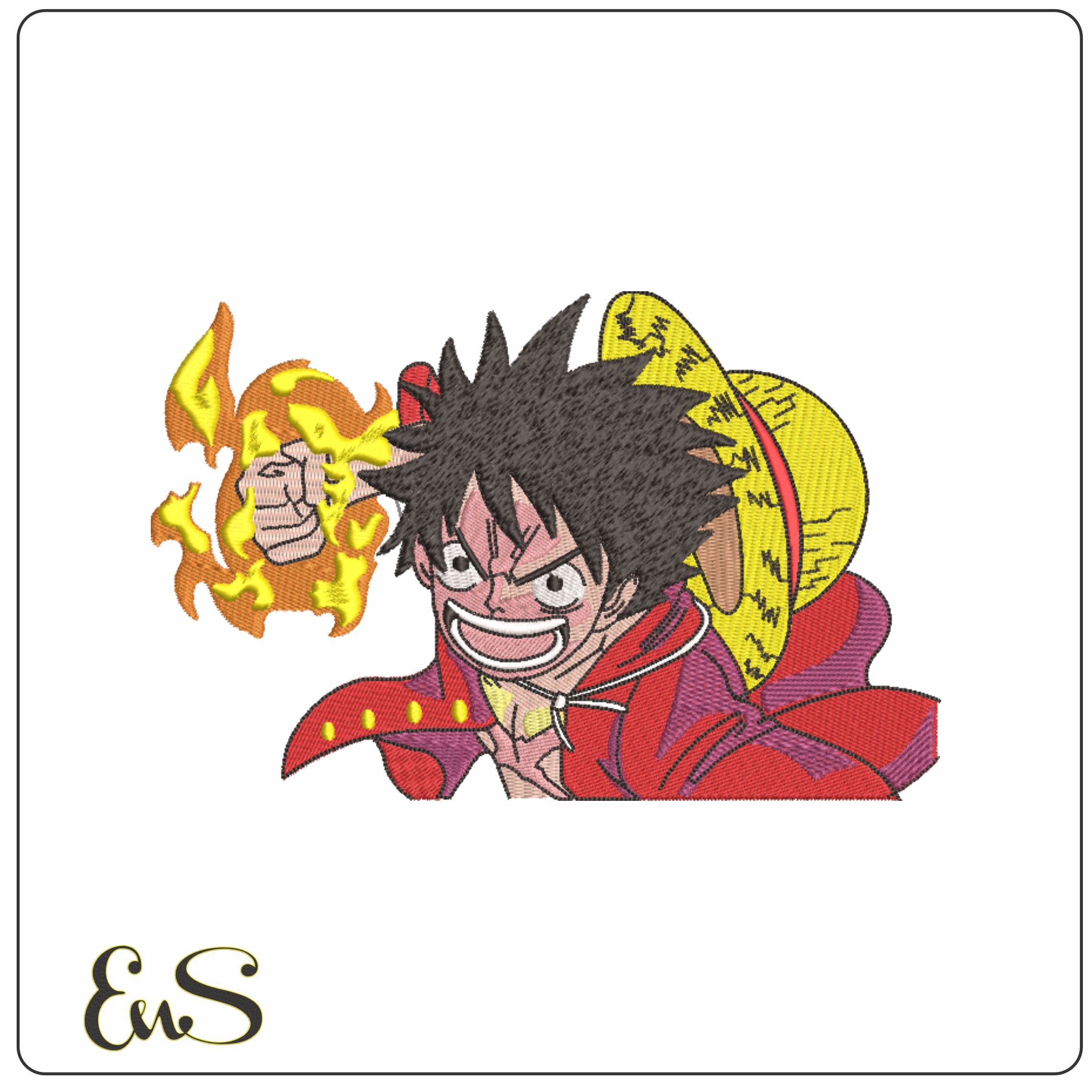 Monkey D Luffy Screaming Punch - One Piece - Anime-Elegant embroidery design file - instant download