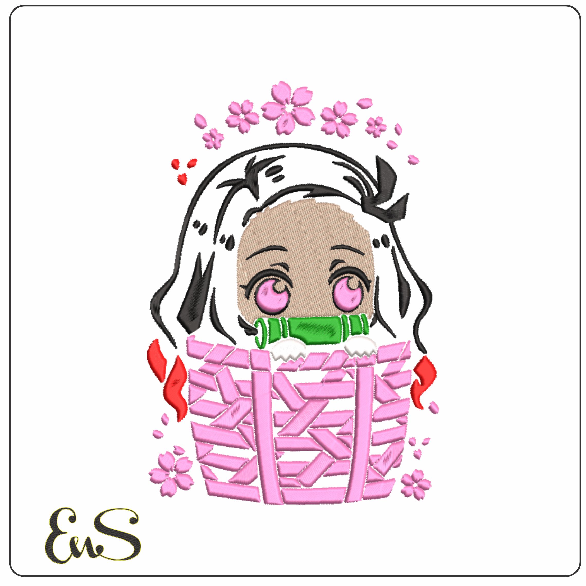 Nezuko Kamado - Demon Slayer - Anime-Elegant embroidery design file - instant download