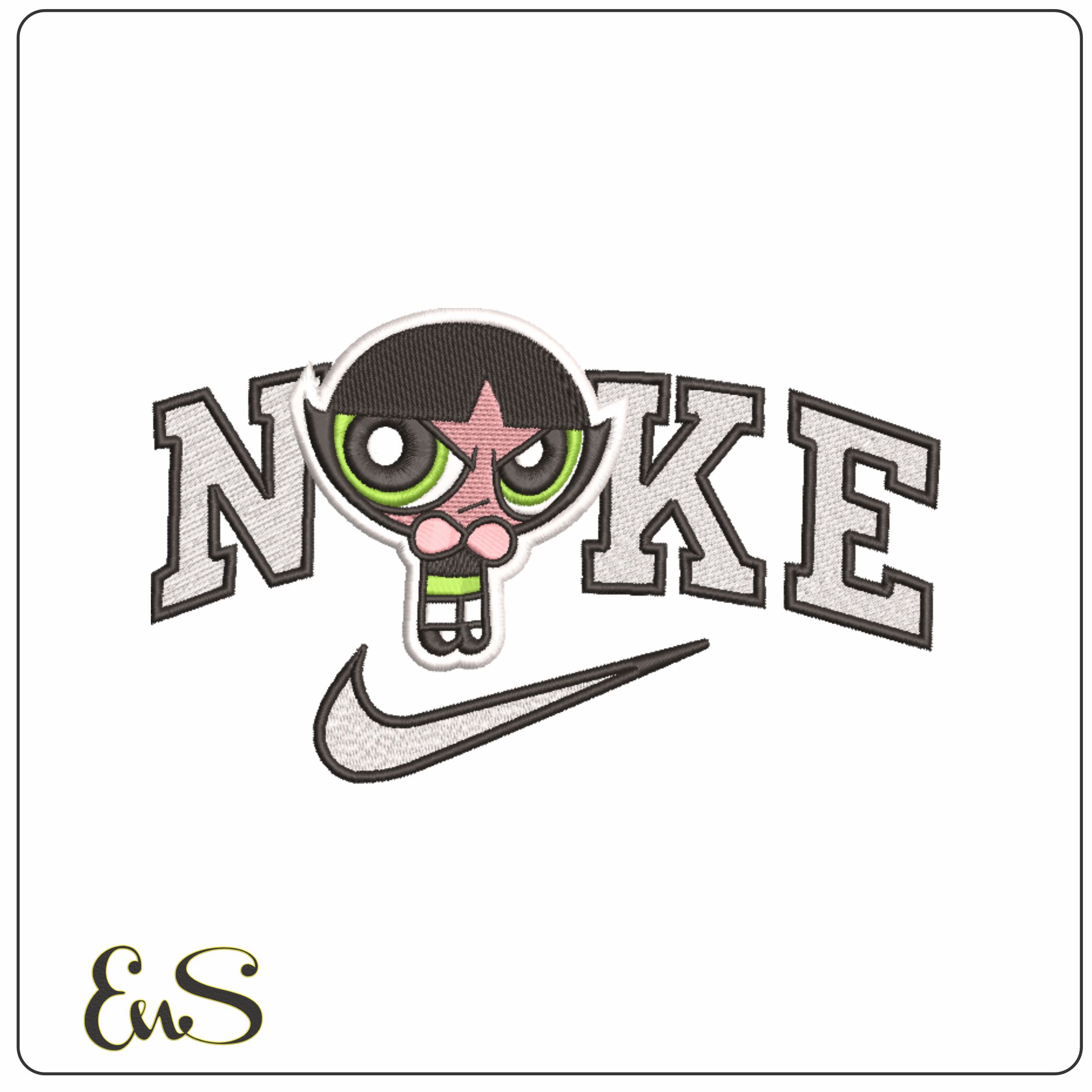 Nike Angry Buttercup - Powerpuff Girl-Elegant embroidery design file - instant download