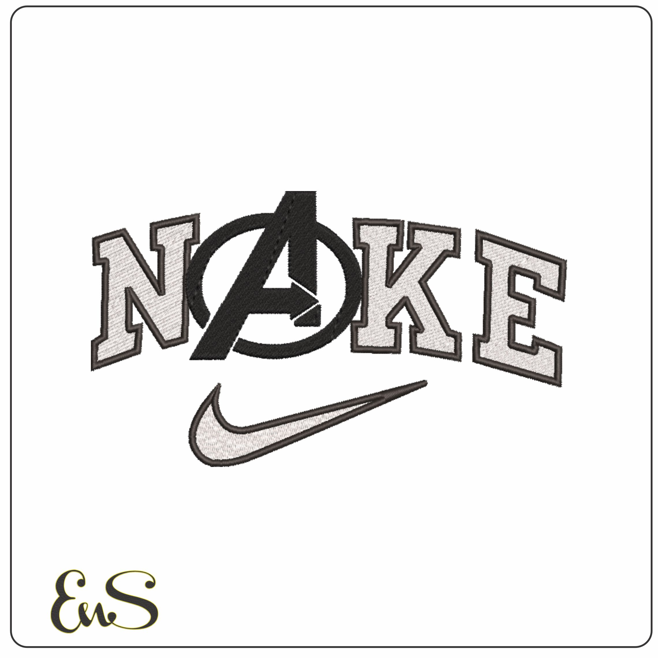 Nike Avengers Outline Logo - Marvel Comics-Elegant embroidery design file - instant download