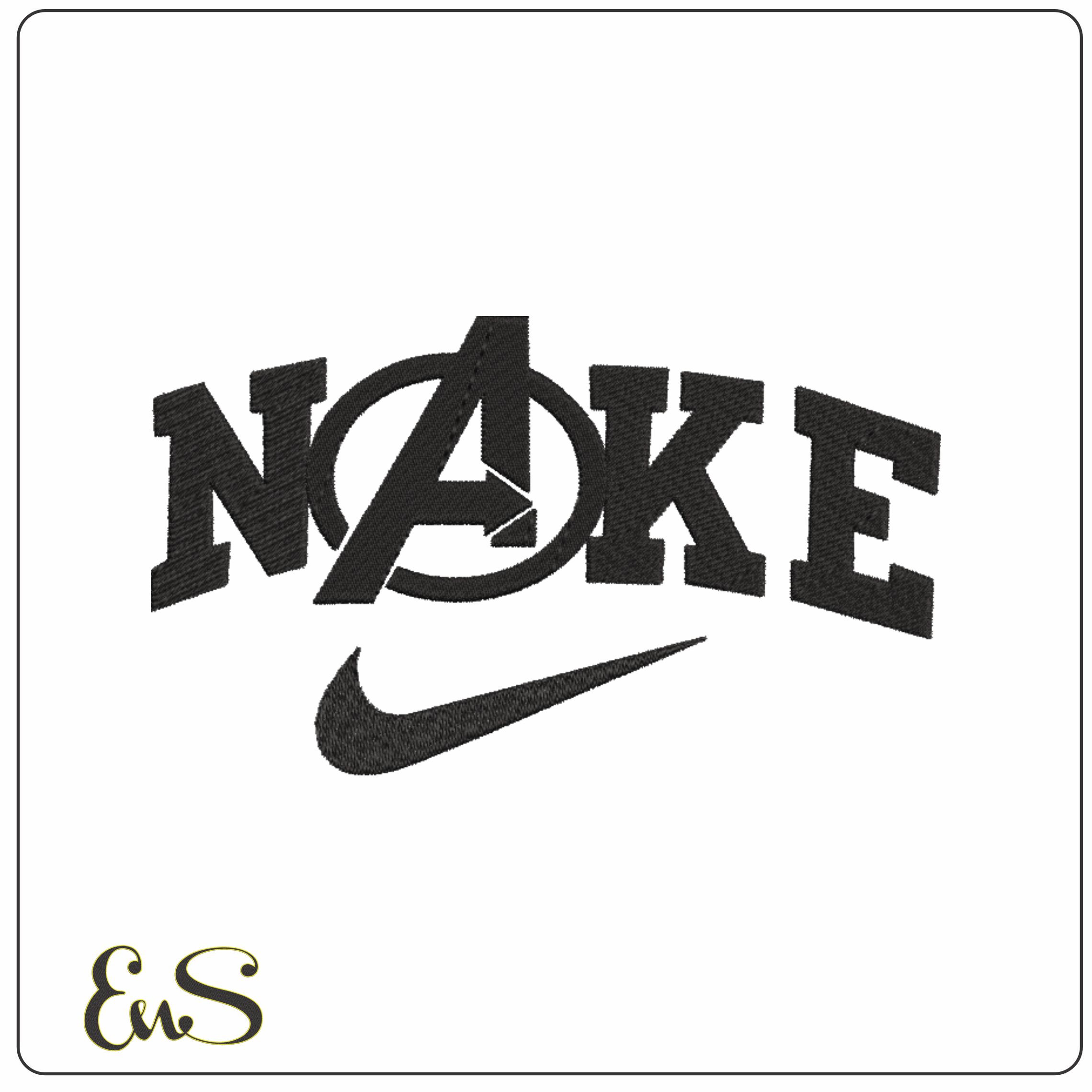 Nike Avengers solid Logo - Marvel Comics-Elegant embroidery design file - instant download
