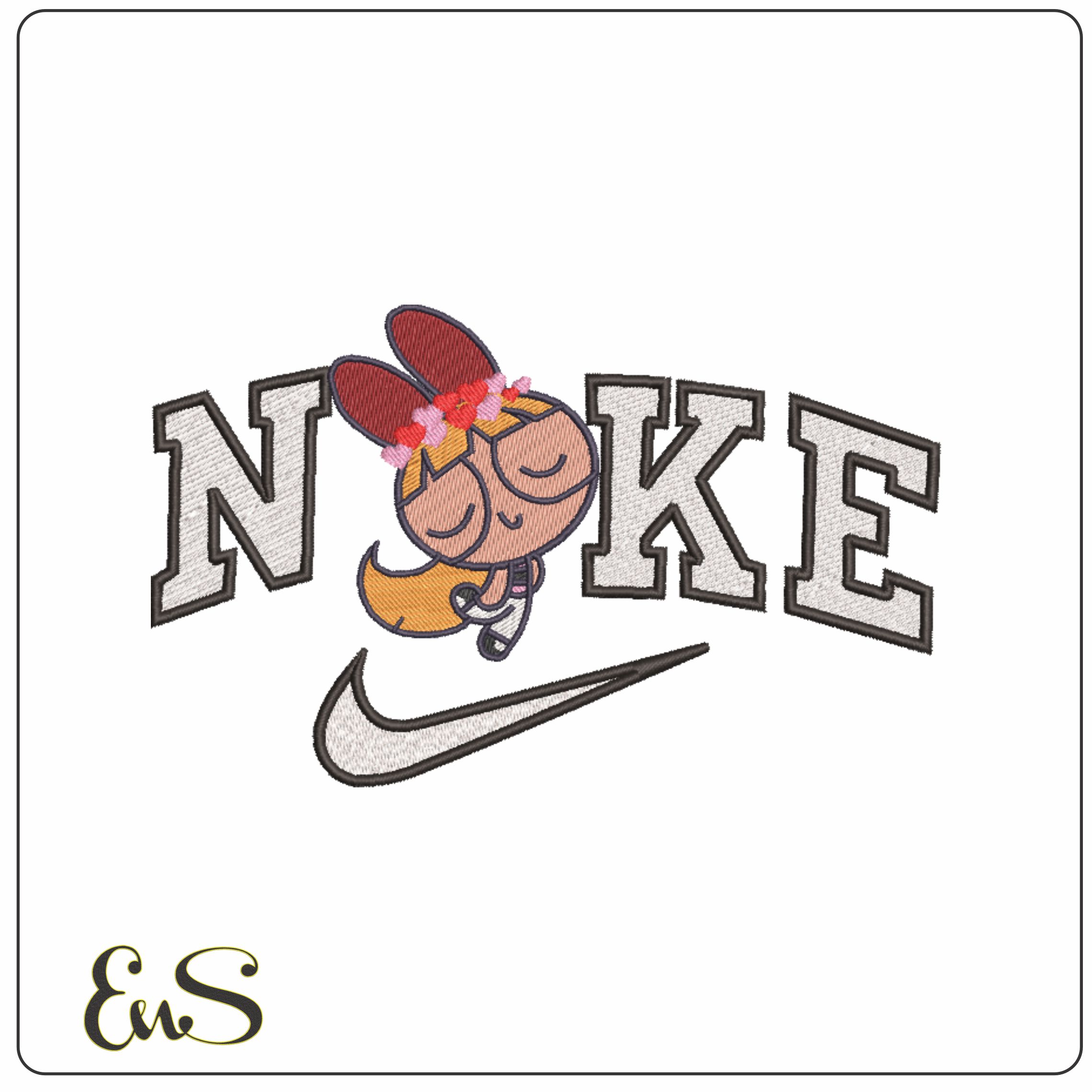 Nike Blossom - Powerpuff Girls-Elegant embroidery design file - instant download