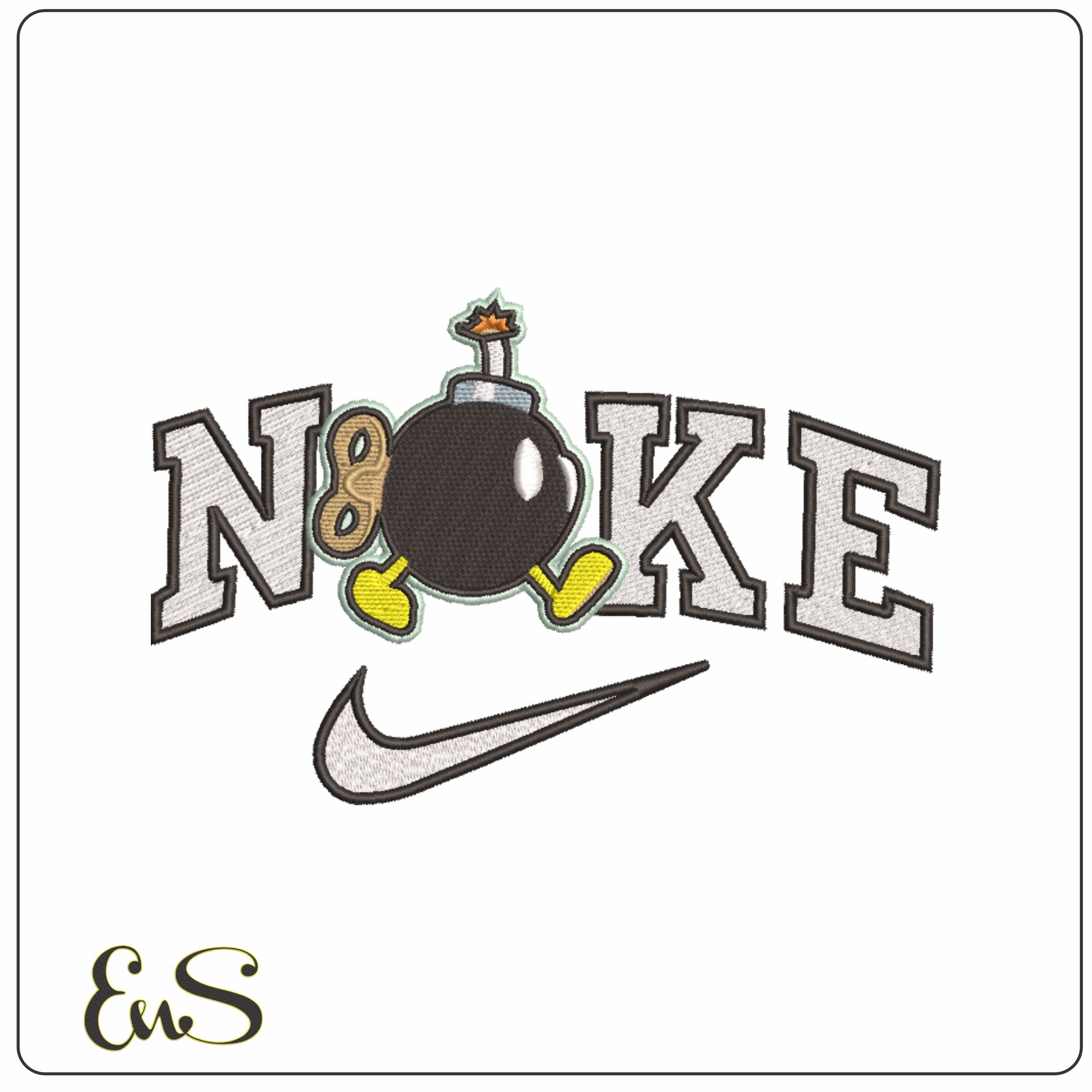 Nike Bob-omb - Super Mario Brothers-Elegant embroidery design file - instant download