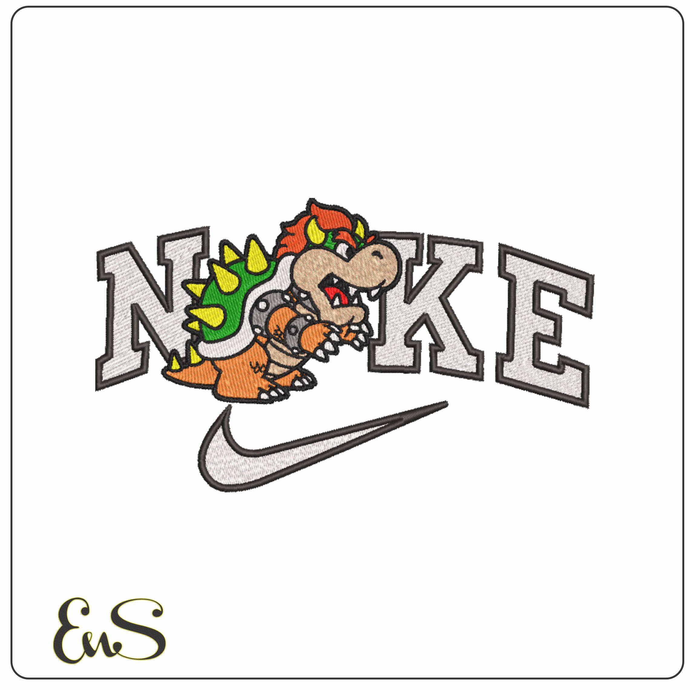 Nike Bowser - Super Mario-Elegant embroidery design file - instant download