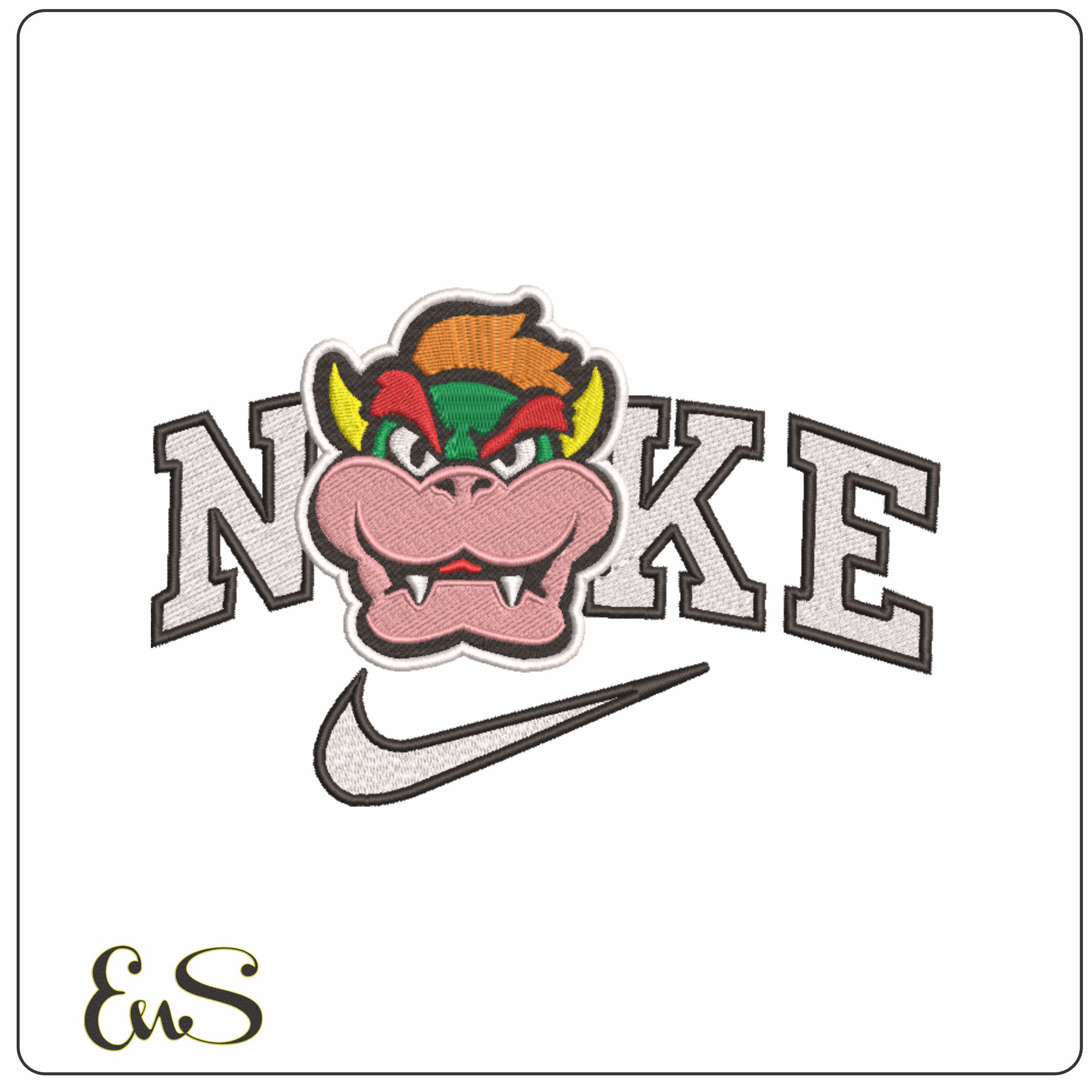 Nike Bowser Face - Super Mario-Elegant embroidery design file - instant download