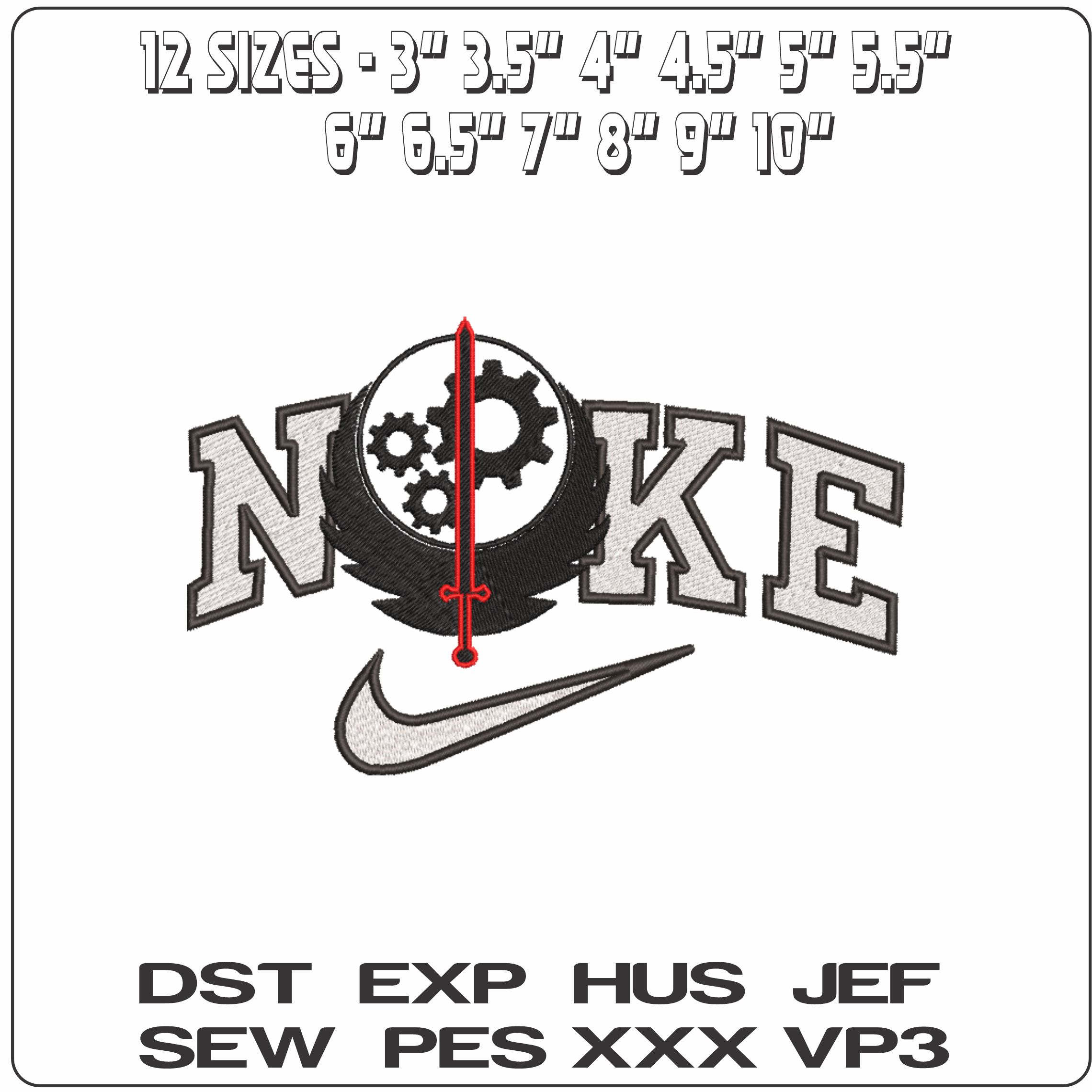 Nike Brotherhood of Steel - Fallout-Elegant embroidery design file - instant download