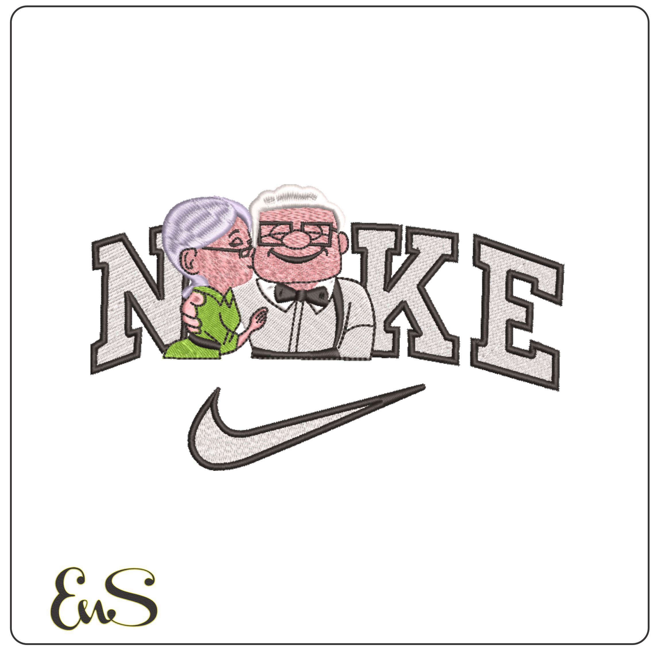 Nike Carl and Ellie Fredricksen Old Couple - Disney Up-Elegant embroidery design file - instant download