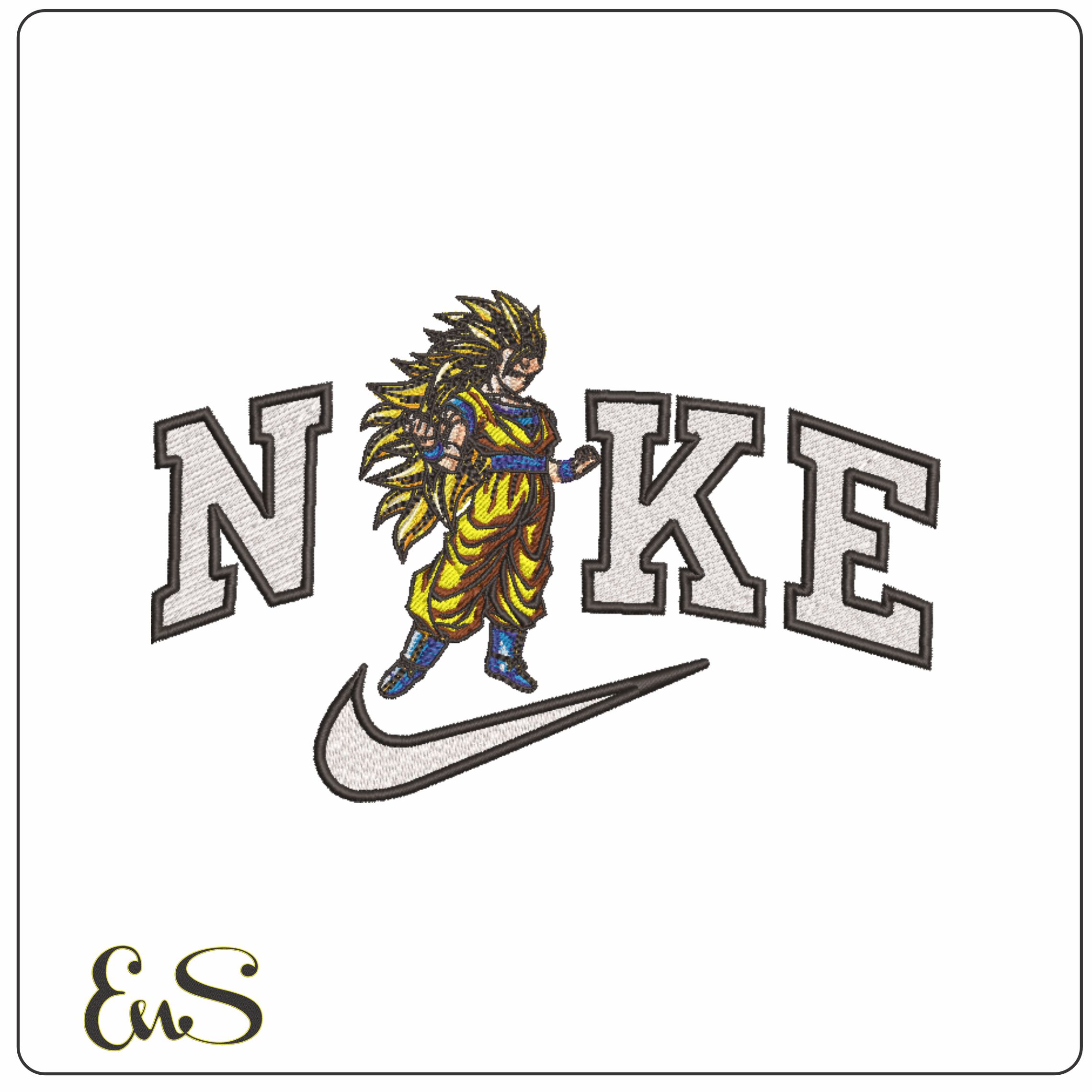 Nike Goku Super Saiyan 3 Transformation - Dragon Ball - Anime-Elegant embroidery design file - instant download