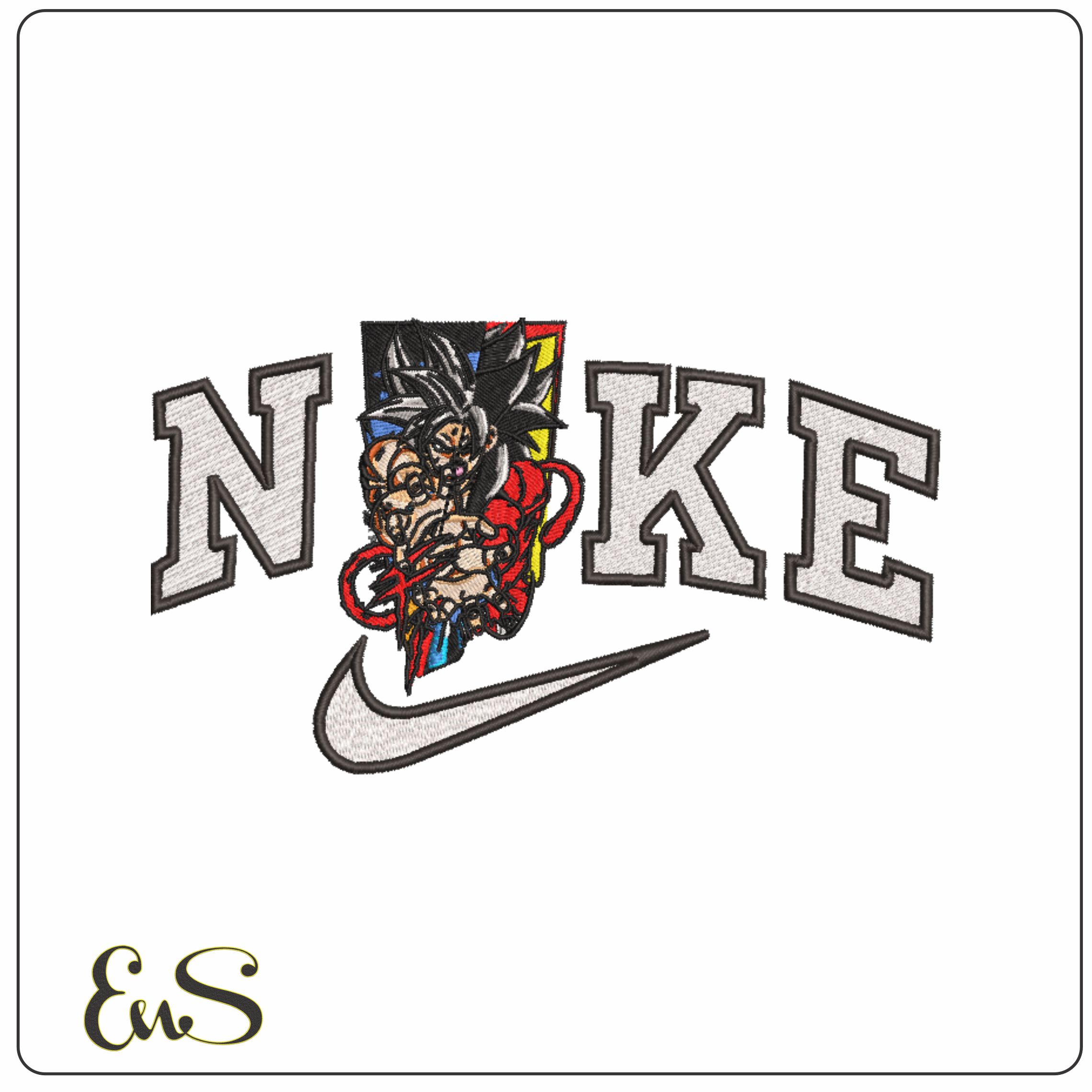 Nike Goku Super Saiyan 4 Transformation - Dragon Ball - Anime-Elegant embroidery design file - instant download