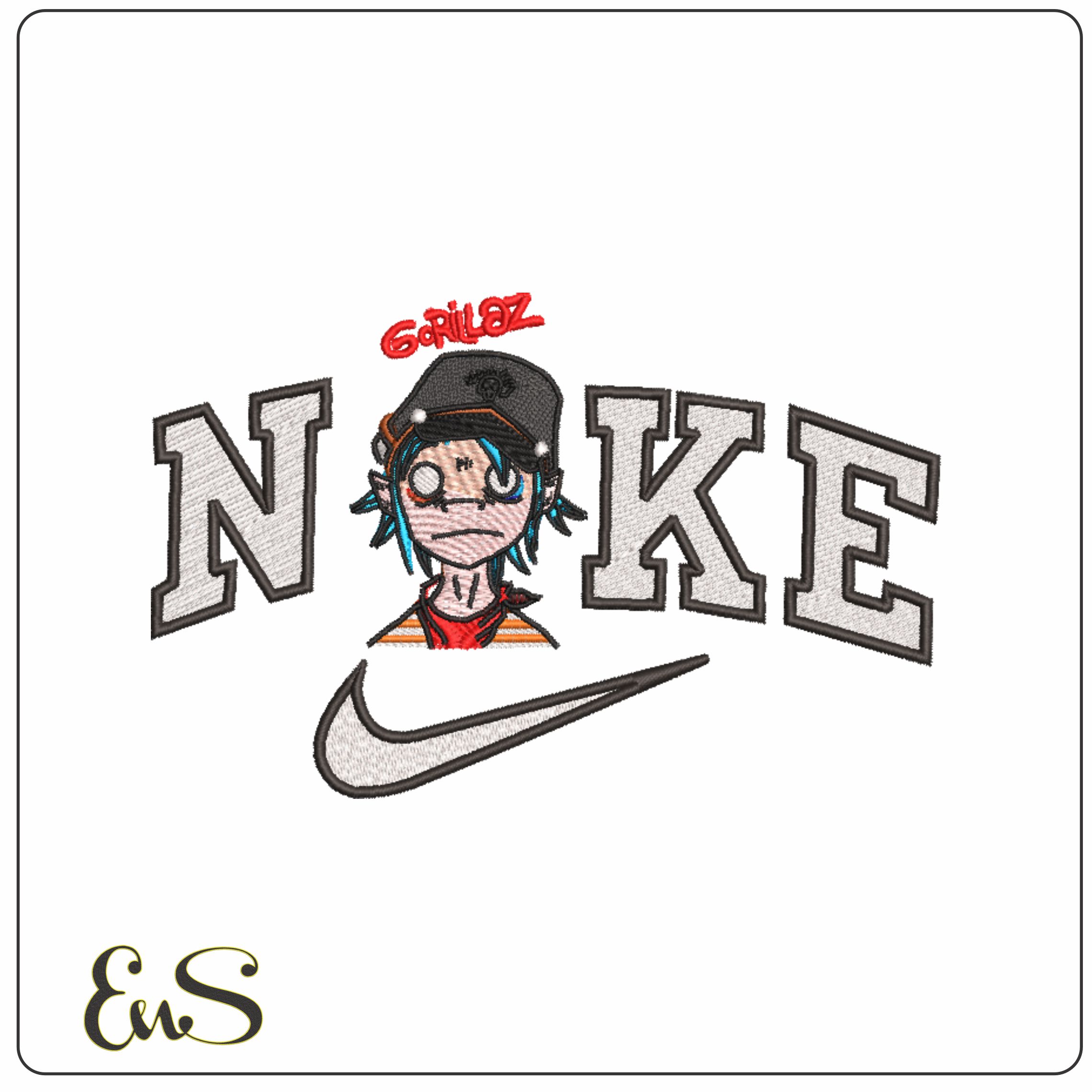 Nike Gorilaz Music 2D-Elegant embroidery design file - instant download