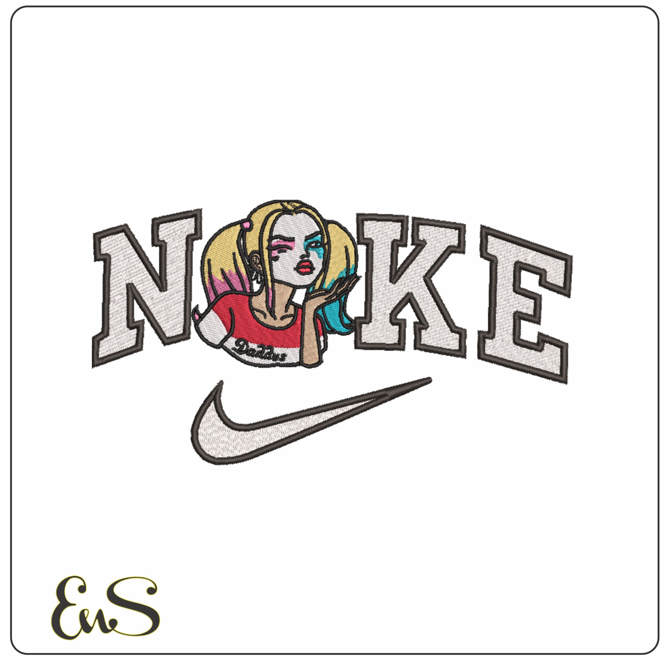 Nike Harley Quinn Head - Suicide Squad-Elegant embroidery design file - instant download