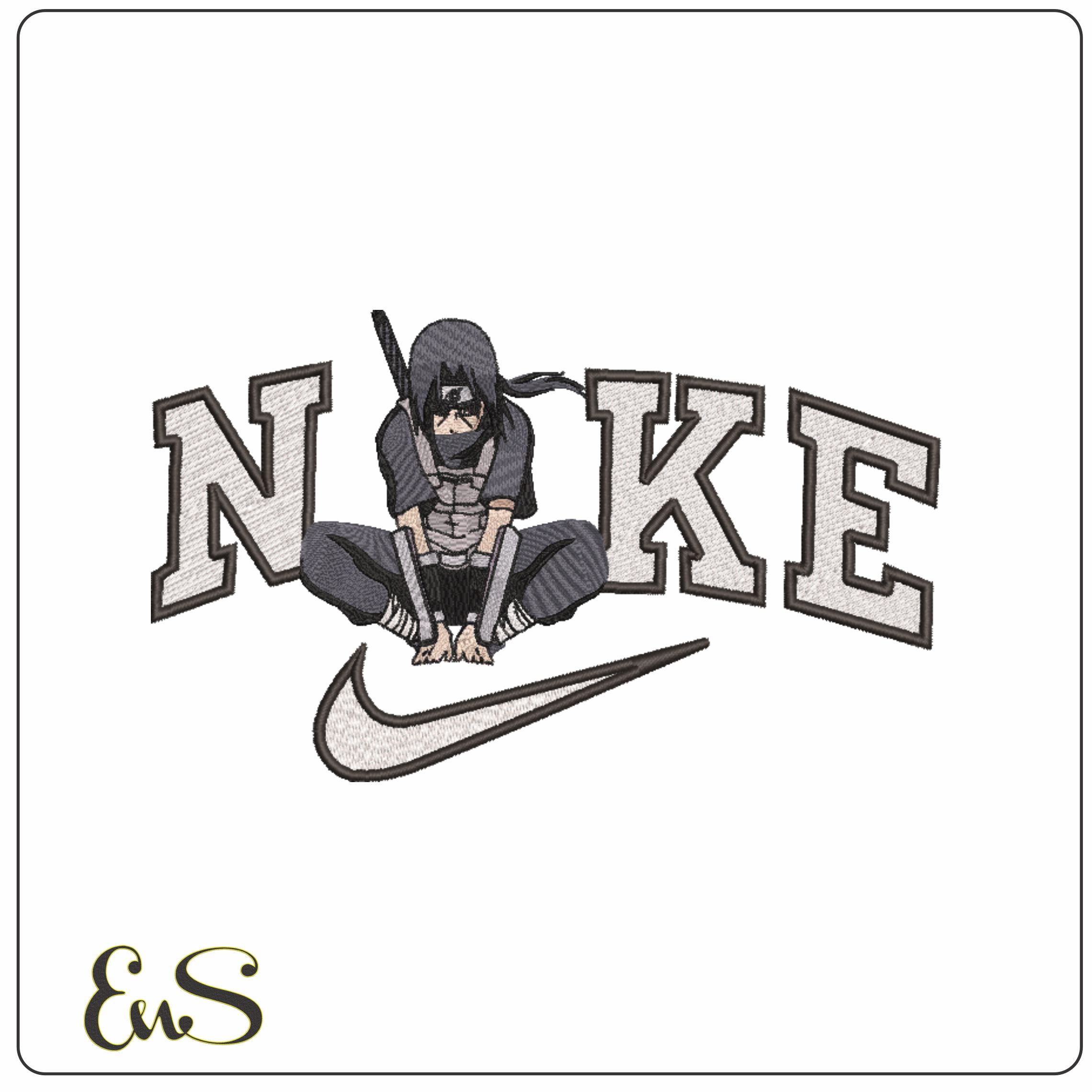 Nike Itachi Uchiha Squatting - Naruto - Anime-Elegant embroidery design file - instant download