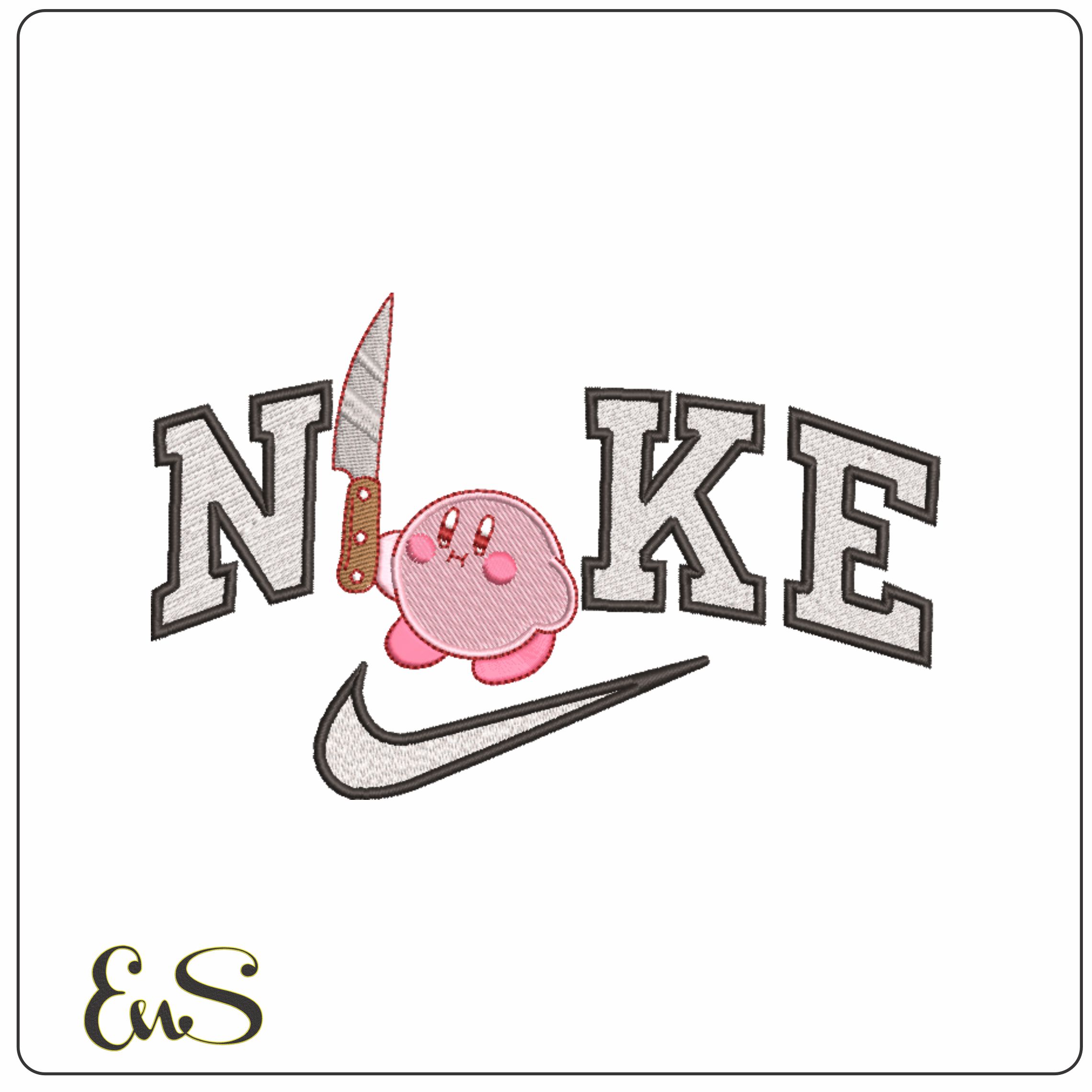 Nike Kirby with Knife - Super Mario-Elegant embroidery design file - instant download