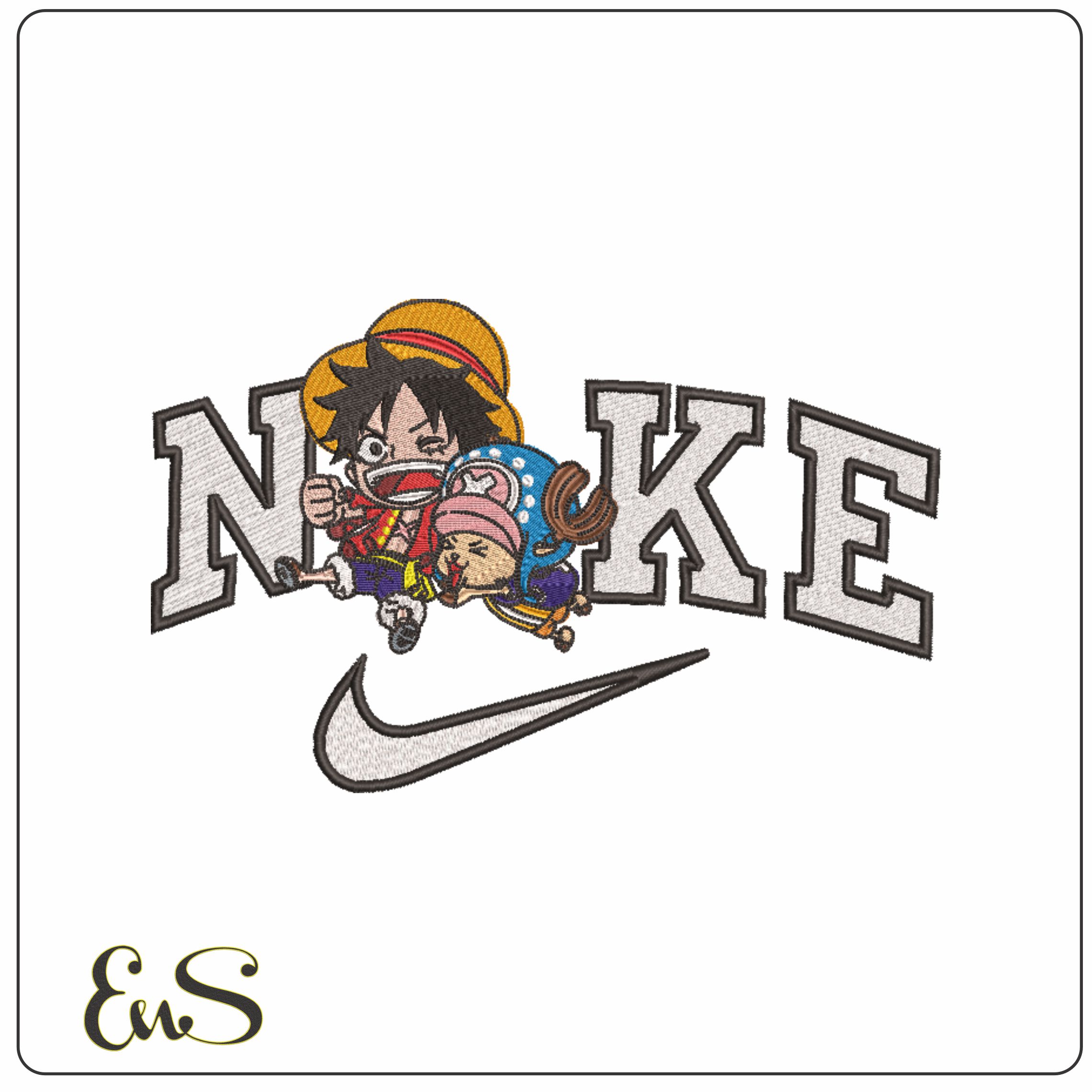 Nike Luffy and Chopper - One Piece - Anime-Elegant embroidery design file - instant download