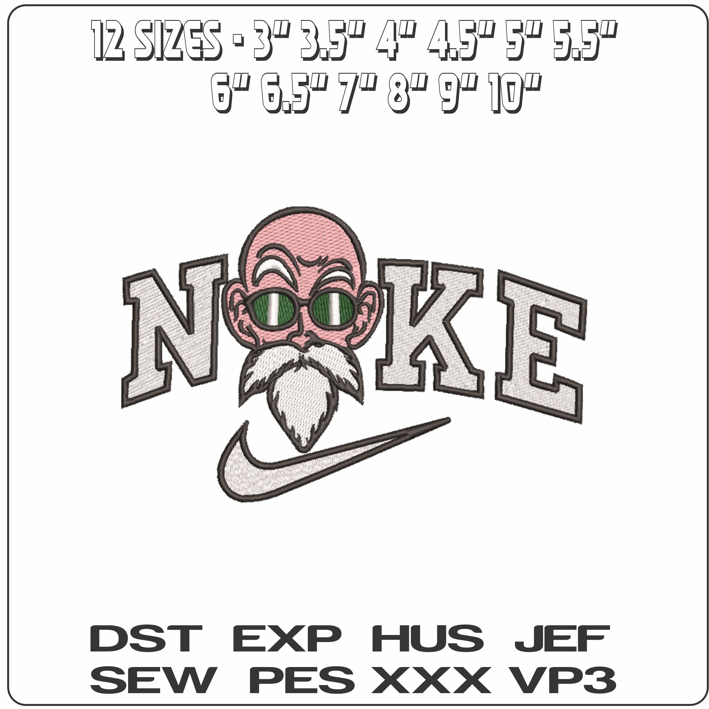 Nike Master Roshi - Dragon Ball-Elegant embroidery design file - instant download