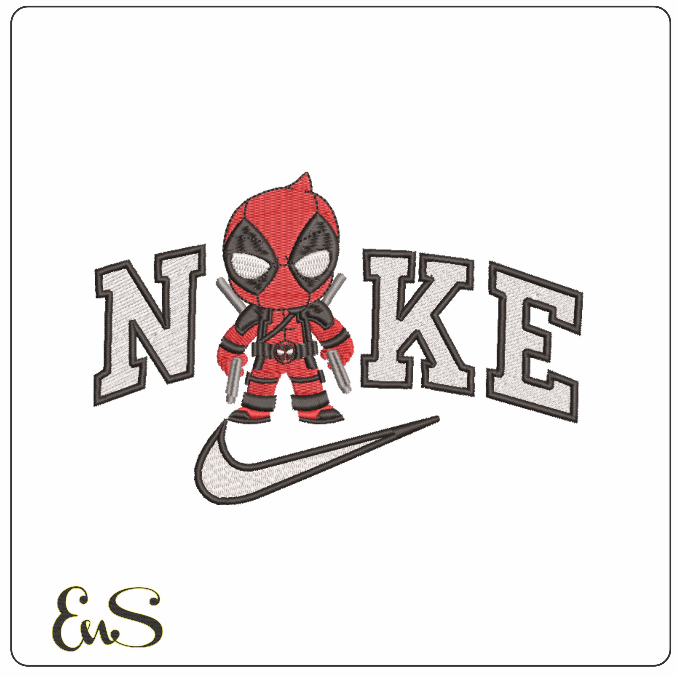 Nike Mini Deadpool - Marvel Comics-Elegant embroidery design file - instant download