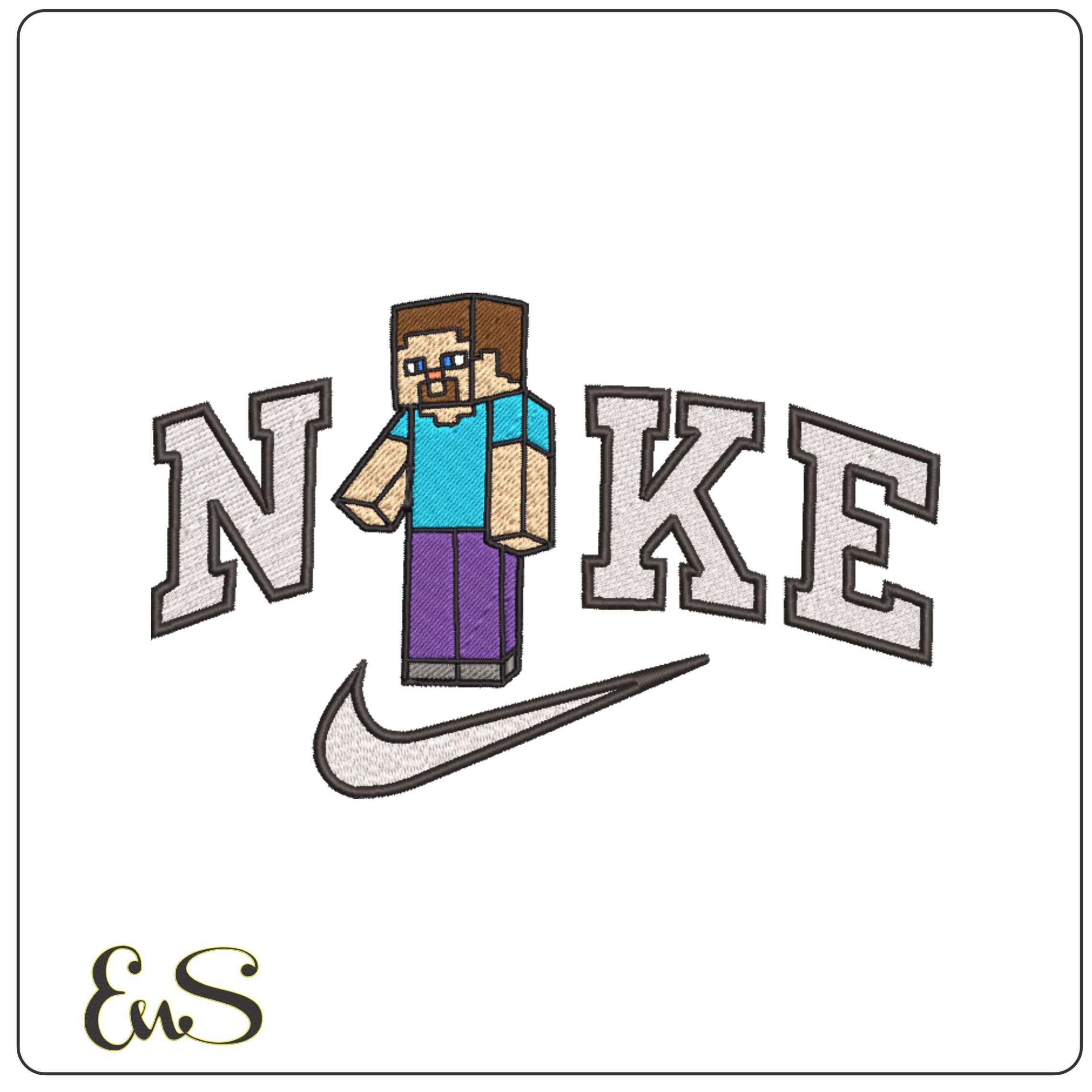 Nike Minecraft Man-Elegant embroidery design file - instant download