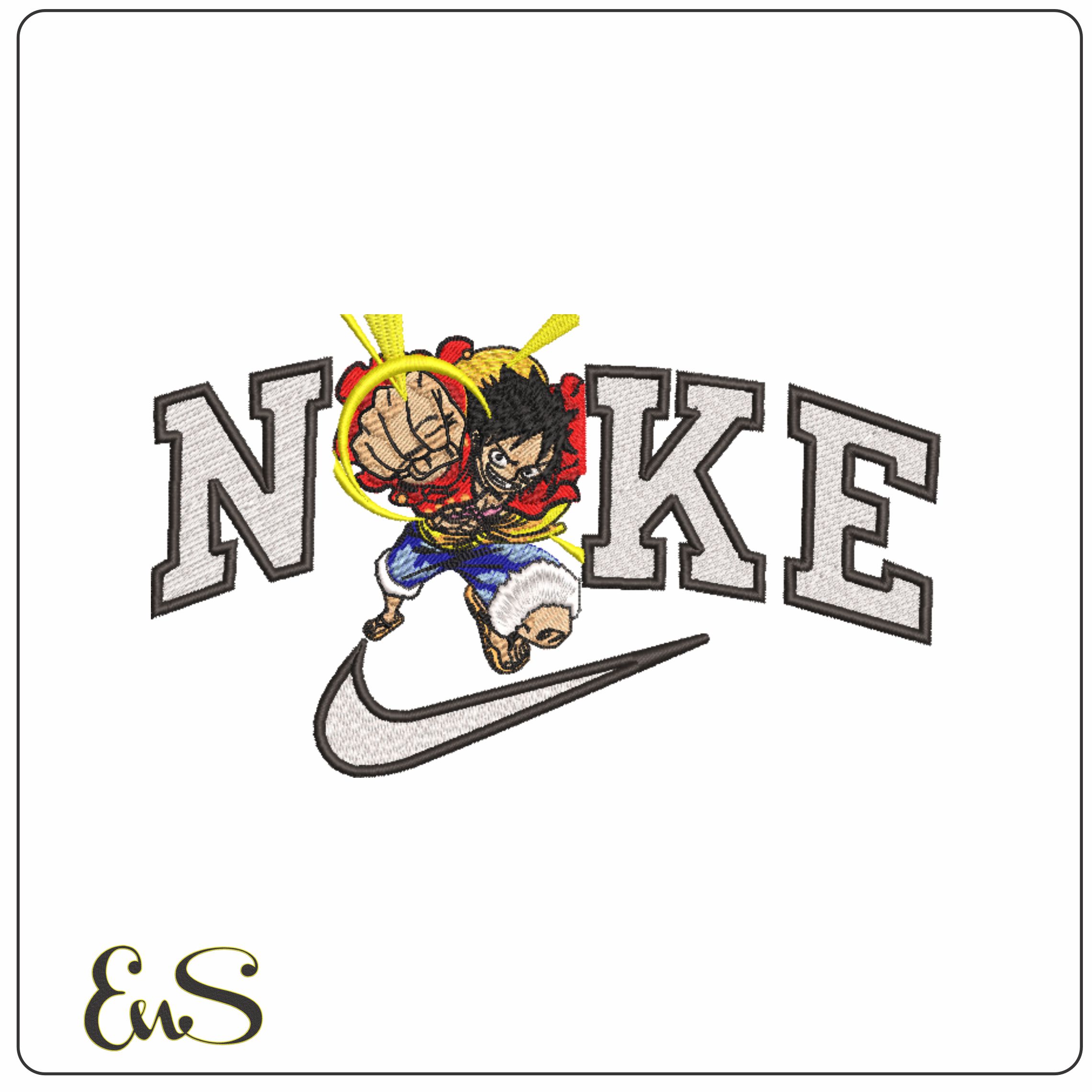 Nike Monkey Luffy Punch - One Piece - Anime-Elegant embroidery design file - instant download
