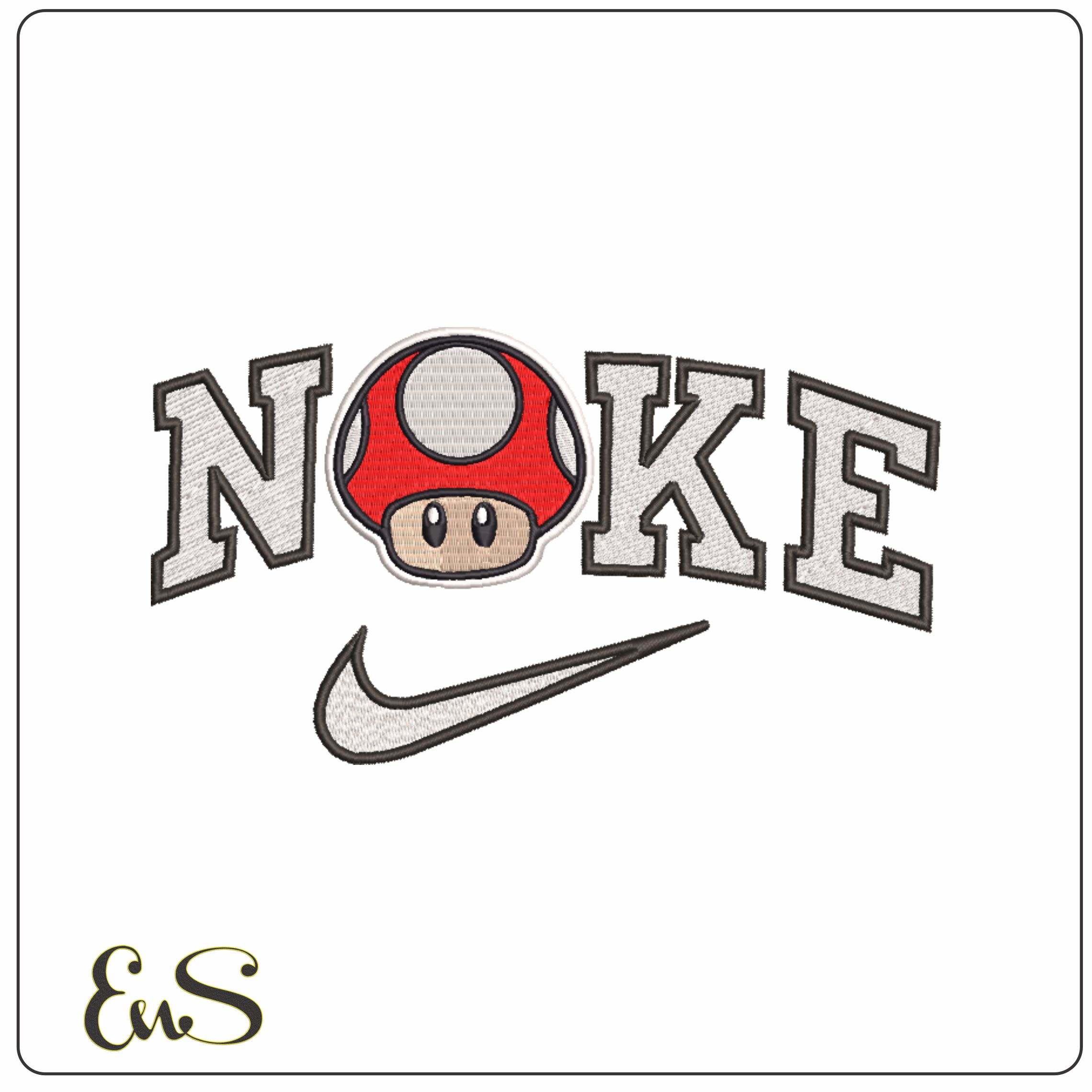 Nike Mushroom - Super Mario-Elegant embroidery design file - instant download