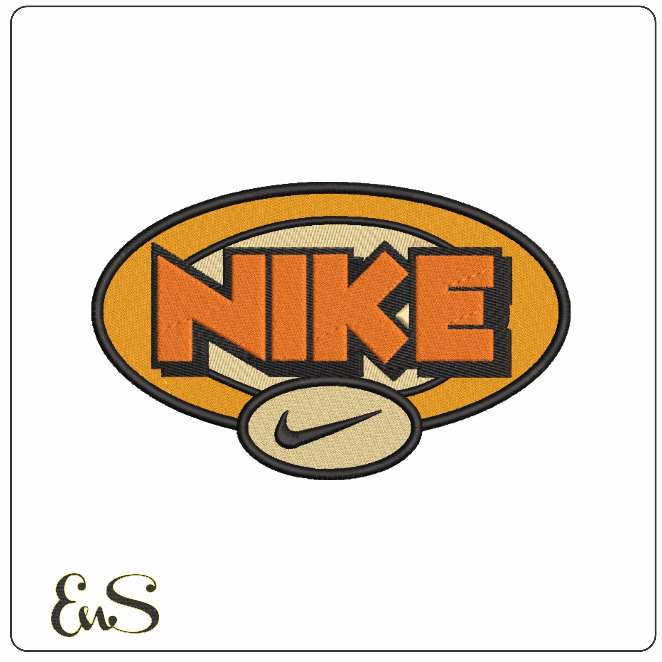 NIKE Oval Gold Retro-Elegant embroidery design file - instant download