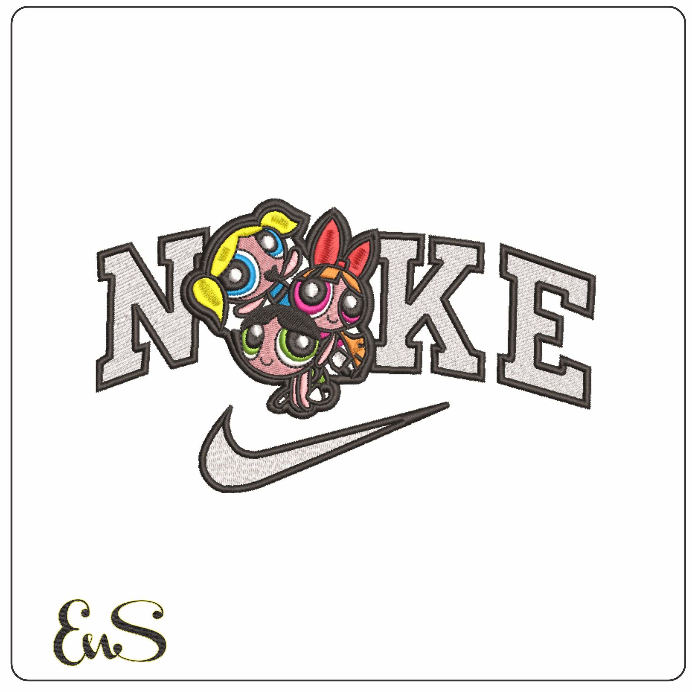 Nike Power Puff Girls-Elegant embroidery design file - instant download