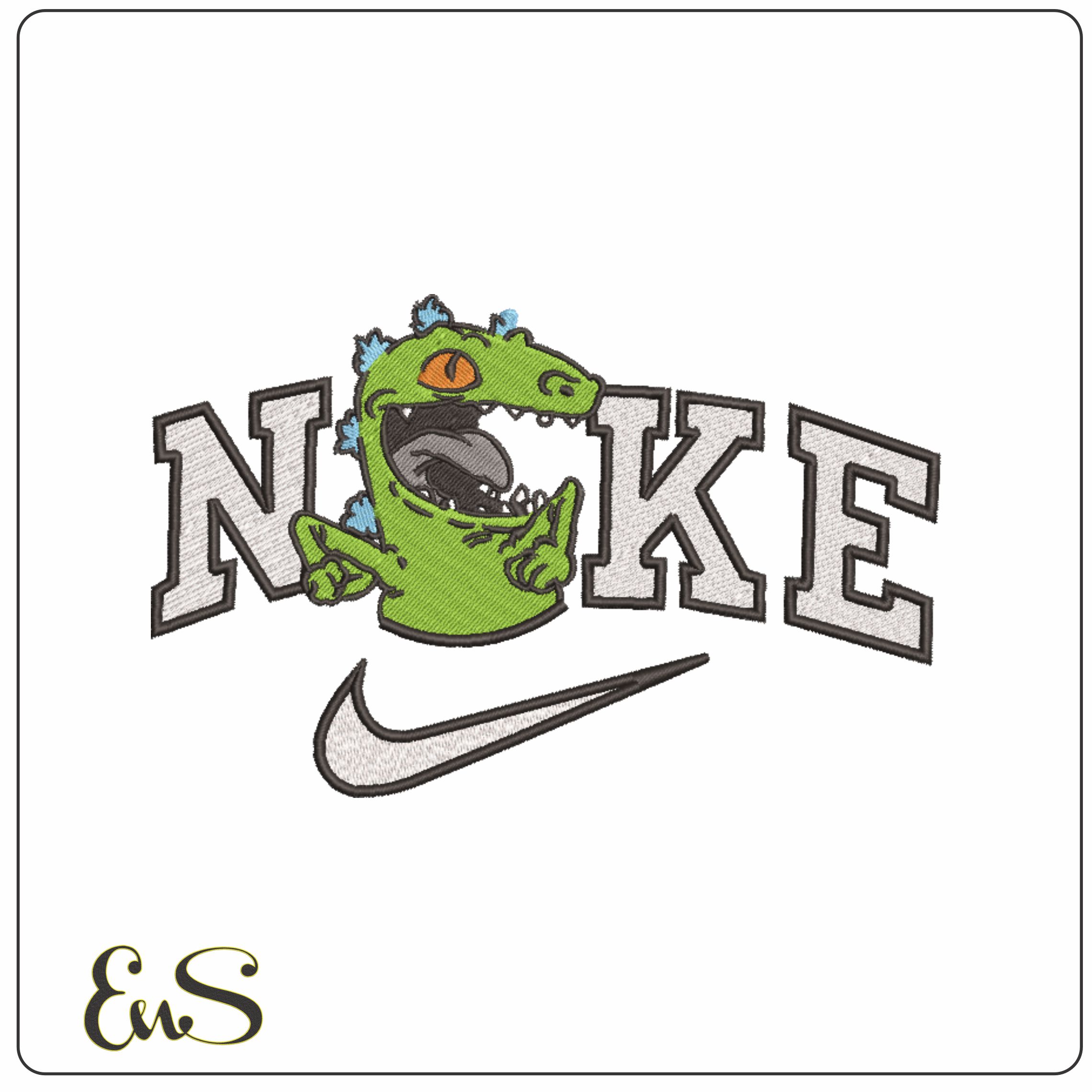 Nike Reptar Dino - Rugrats-Elegant embroidery design file - instant download