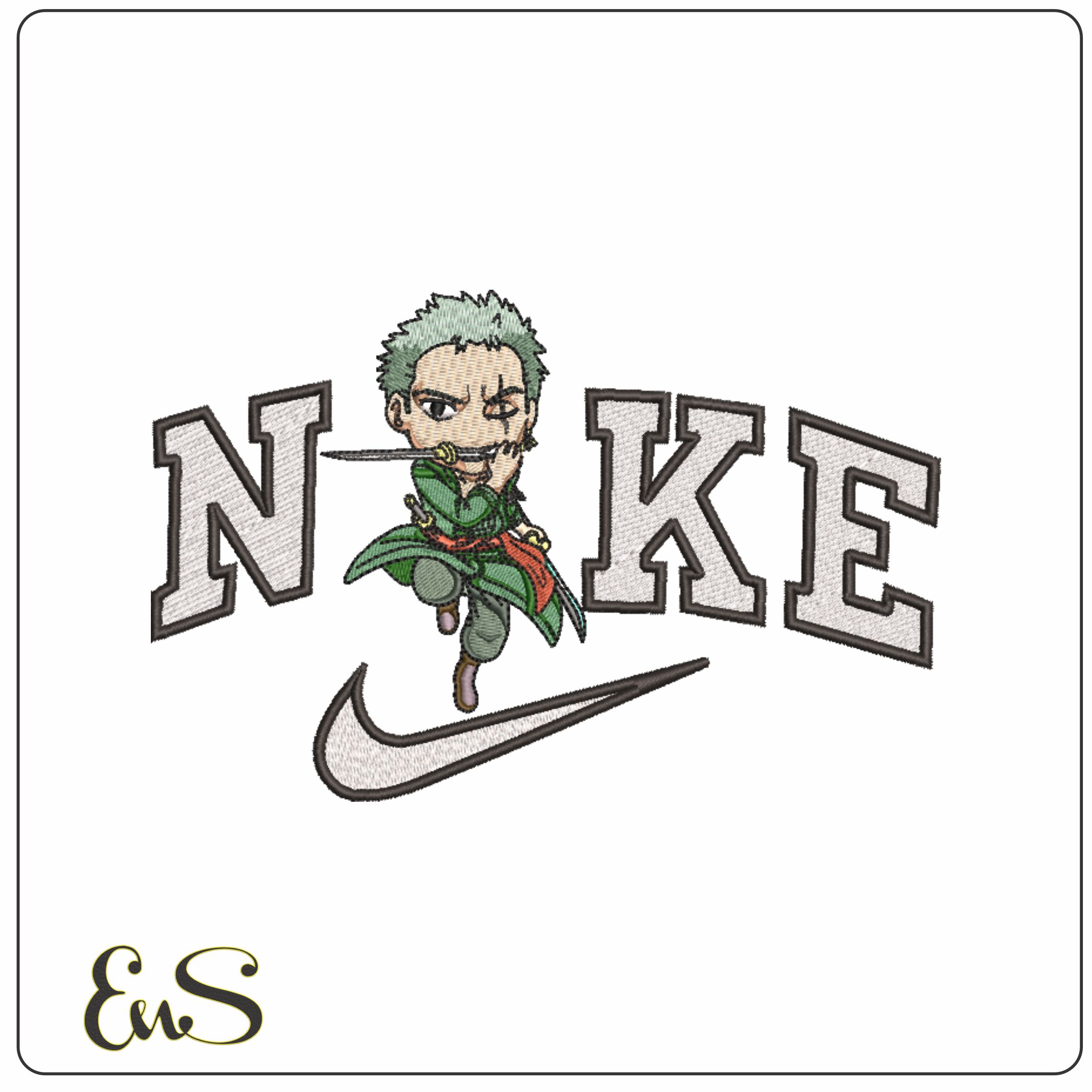 Nike Roronoa Zoro - One Piece - Anime-Elegant embroidery design file - instant download