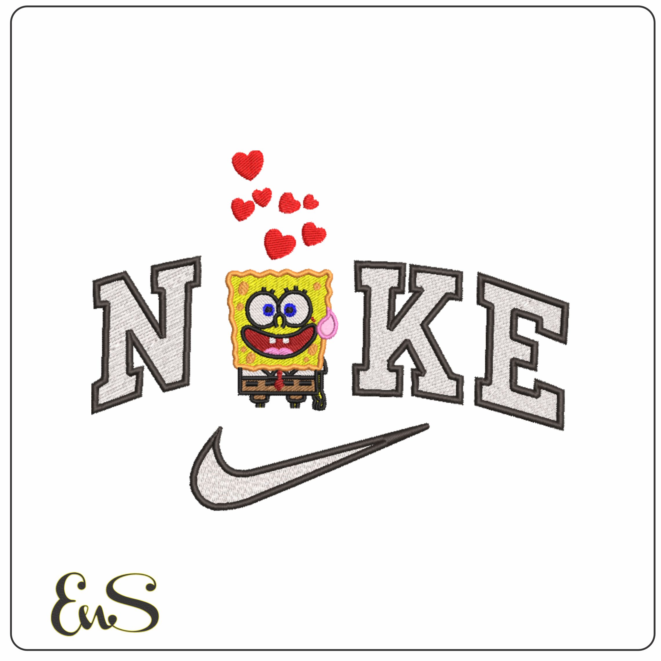 Nike Sponge Bob Love-Elegant embroidery design file - instant download