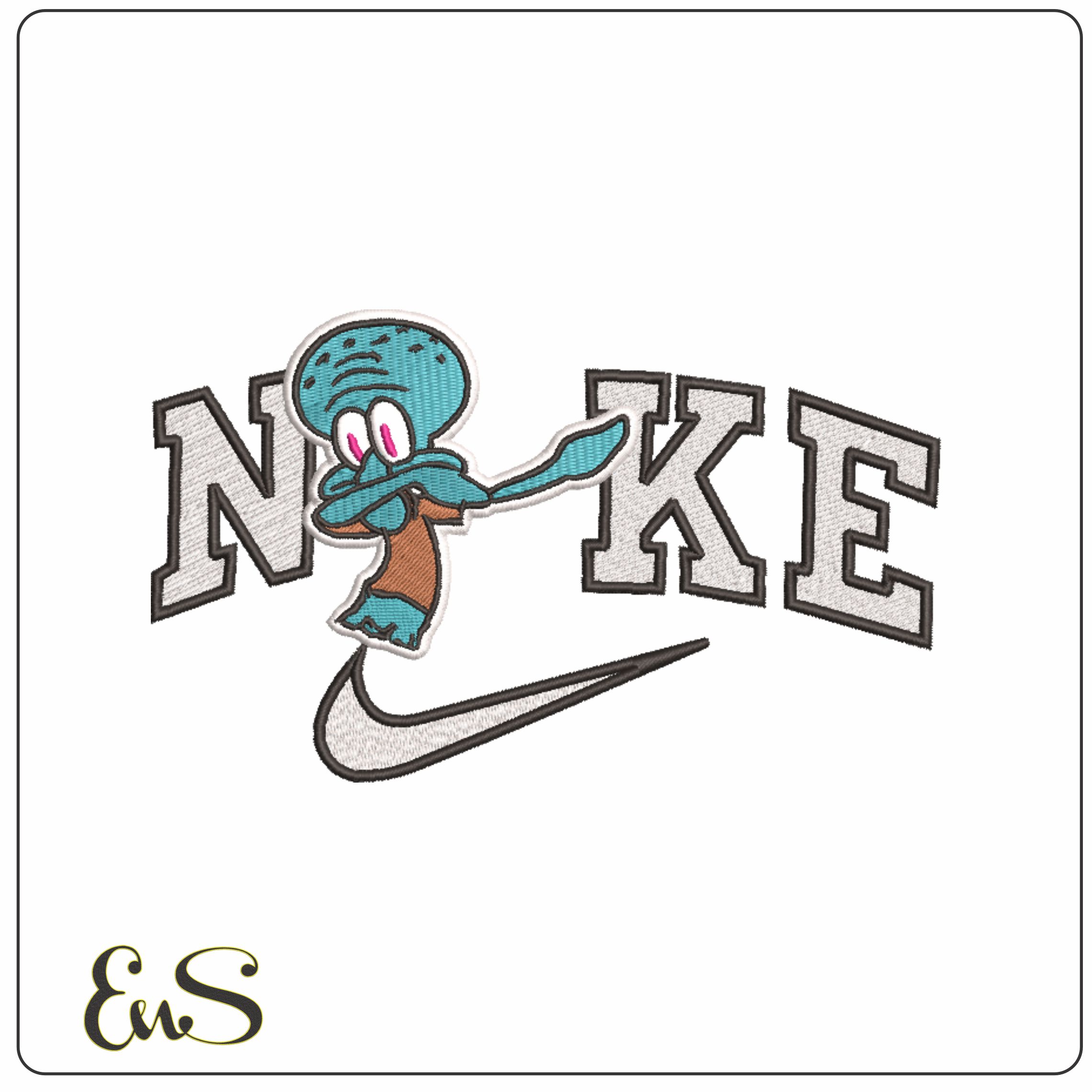 Nike Squidward Tentacles Dab - Spongebob Square Pants-Elegant embroidery design file - instant download