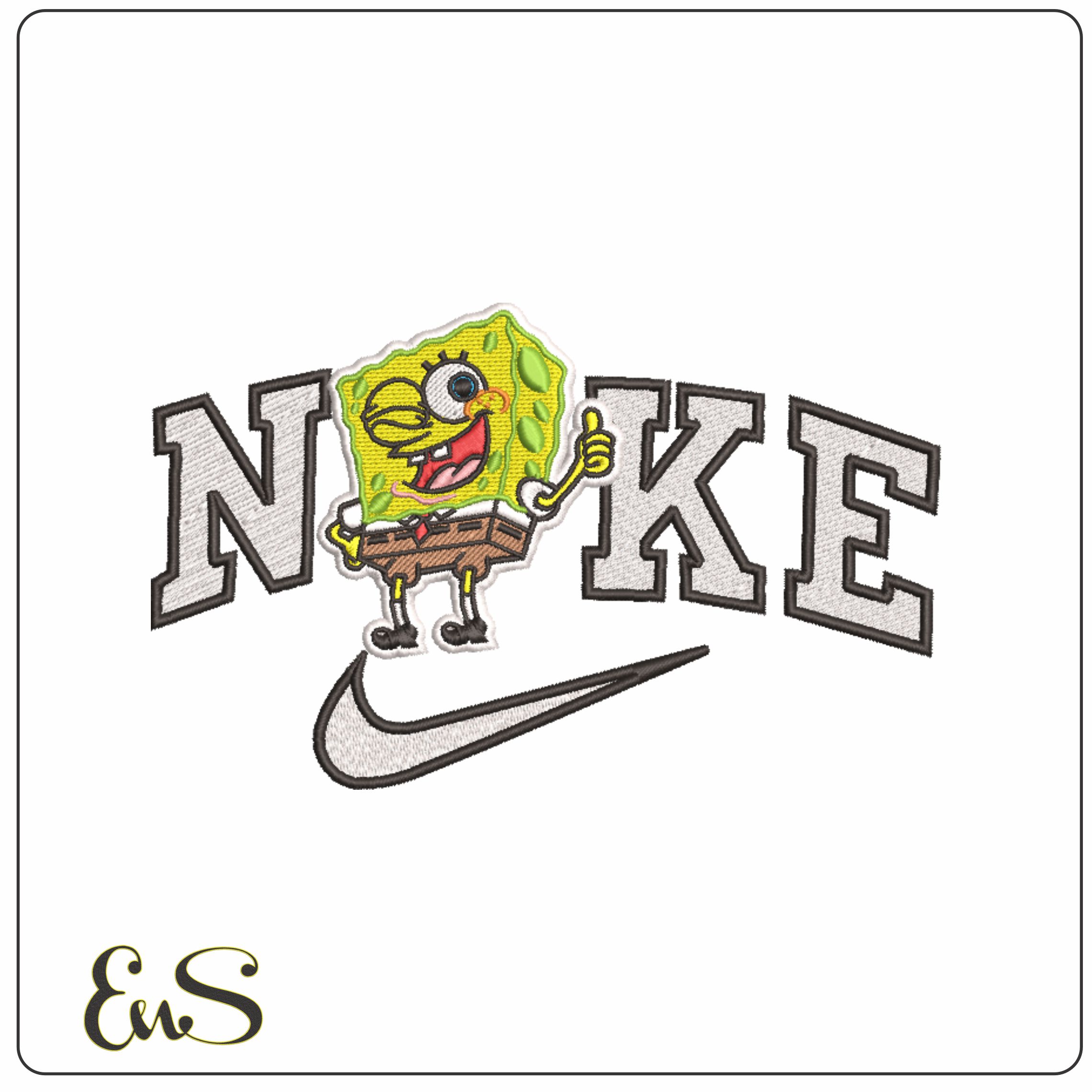 Nike Sponge Bob Winking-Elegant embroidery design file - instant download