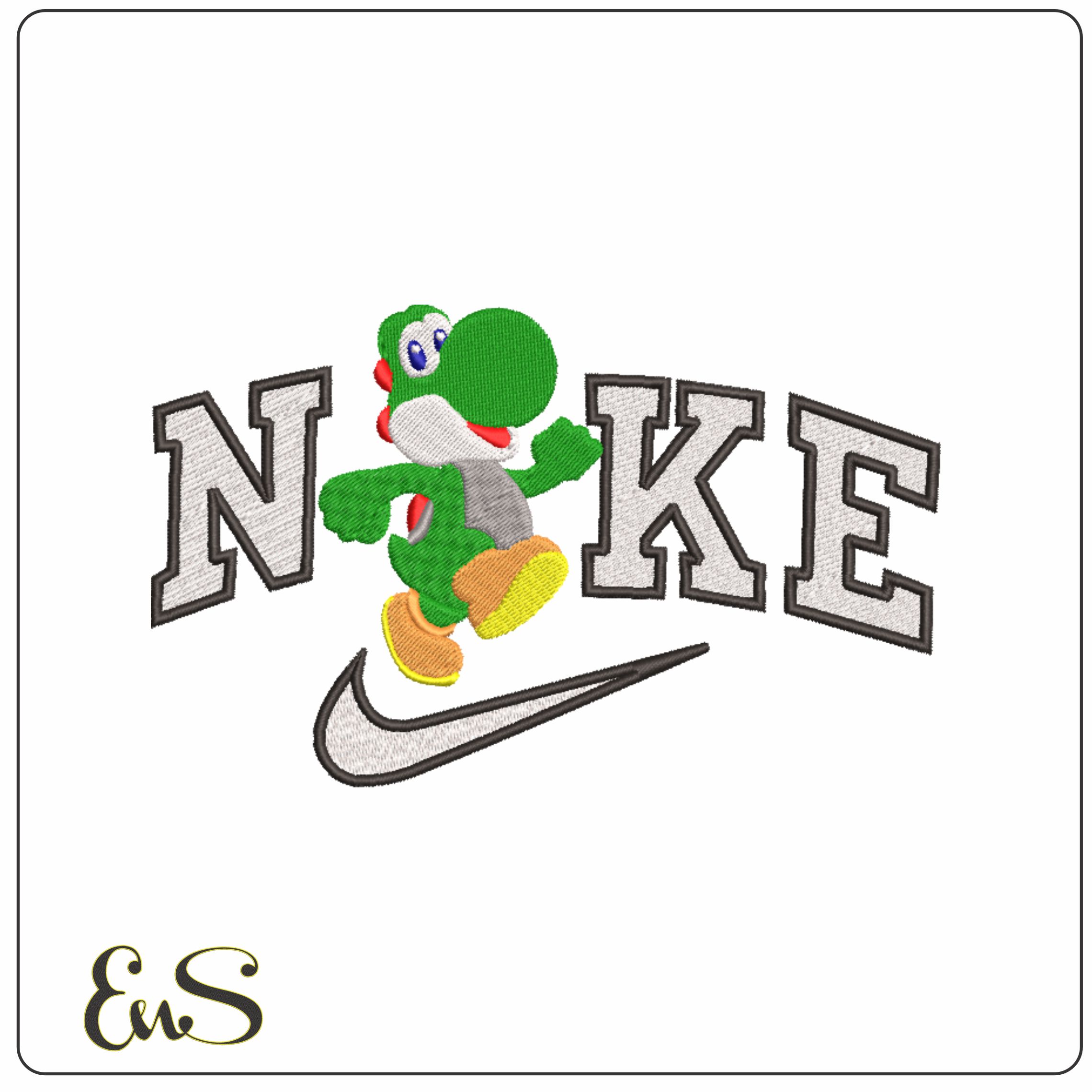 Nike Yoshi - Super Mario-Elegant embroidery design file - instant download