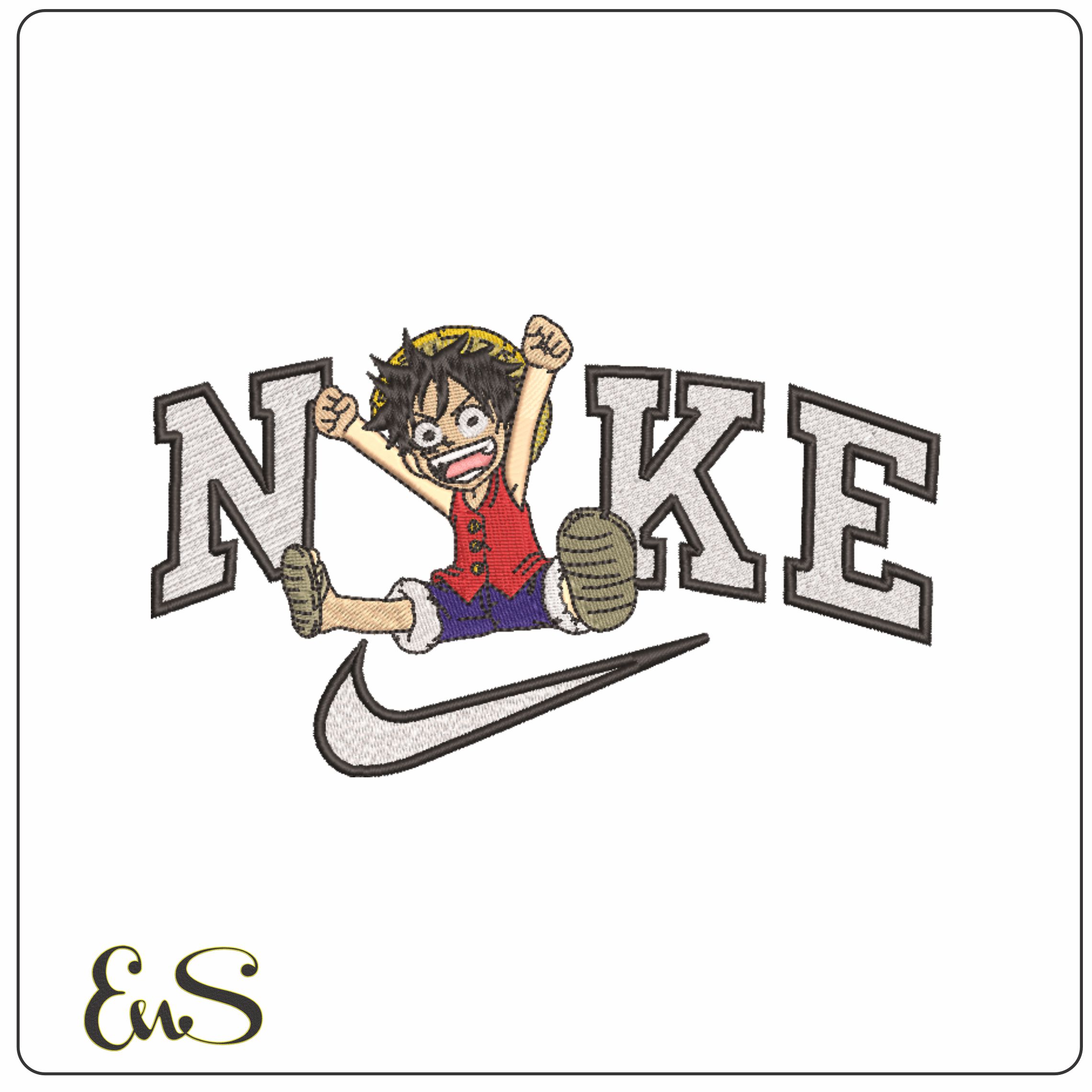 Nike Young Luffy Cheering - One Piece - Anime-Elegant embroidery design file - instant download