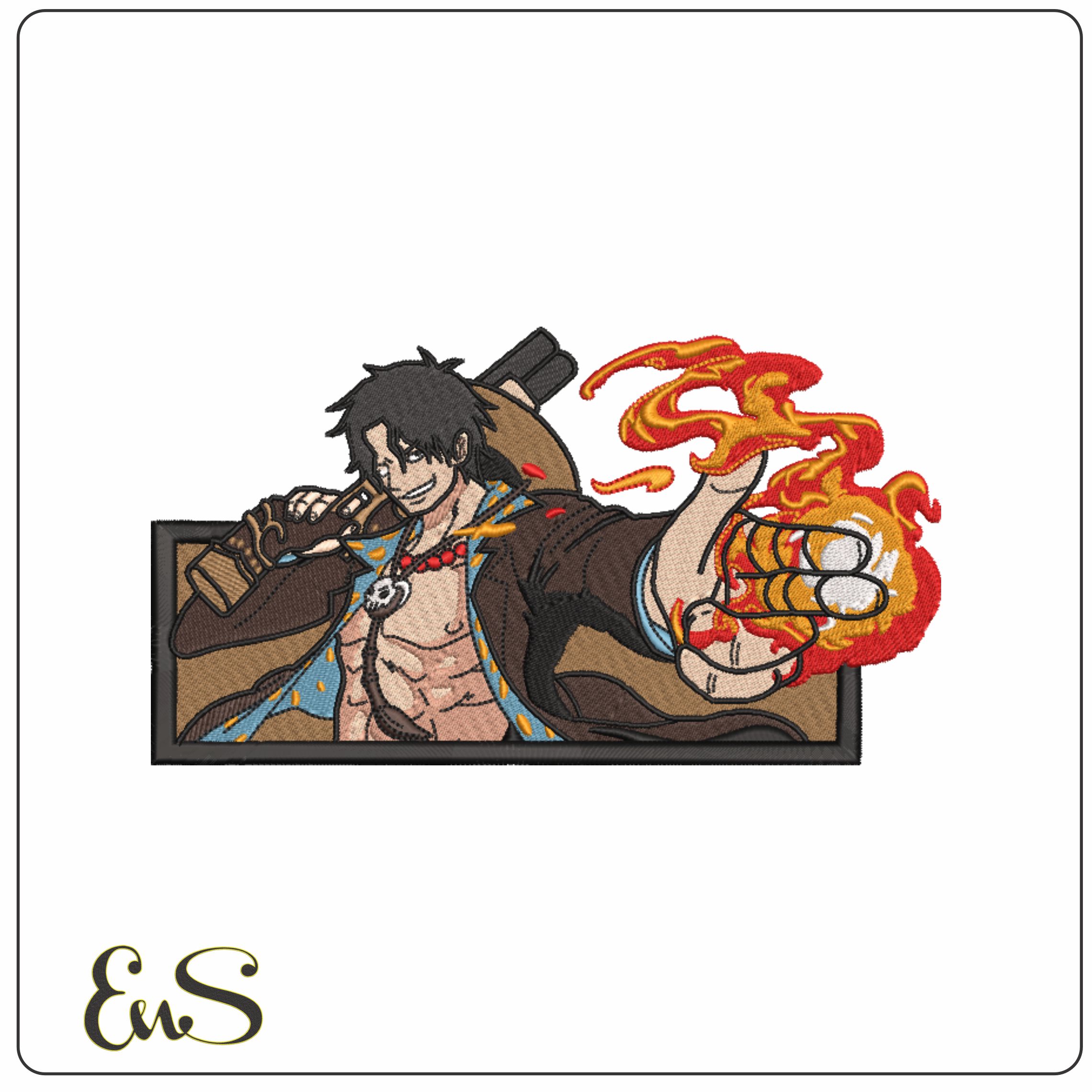 Portgas D Ace - One Piece - Anime-Elegant embroidery design file - instant download